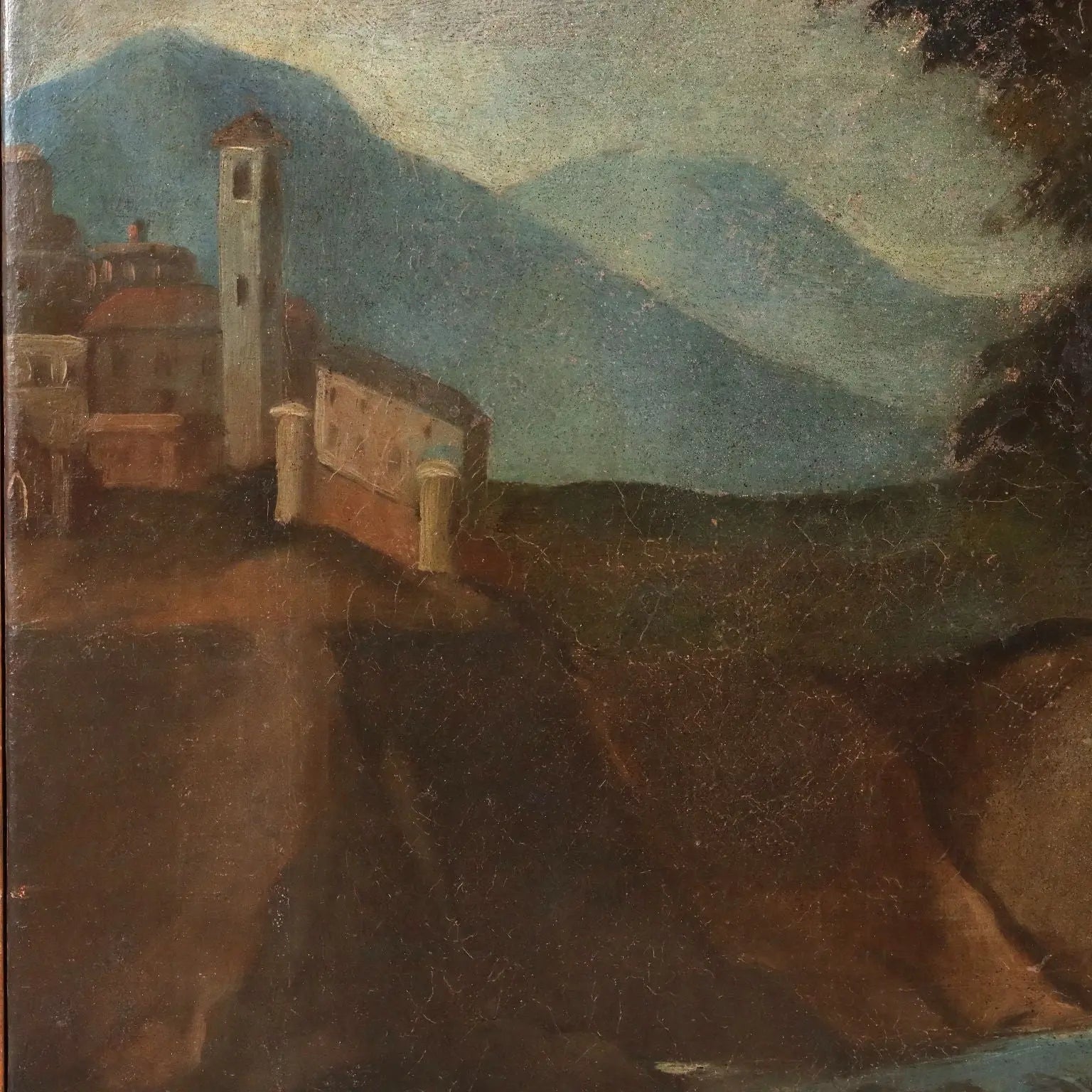 Antique Painting Religious Subject Oil on Canvas 1747
