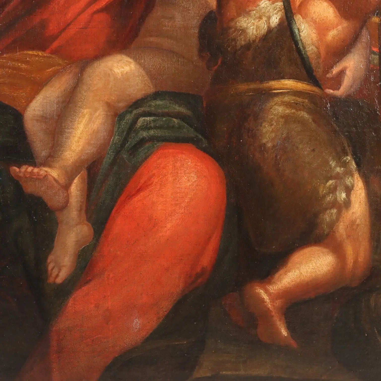 Antique Painting Virgin Mary and Child on Canvas XVII Century
