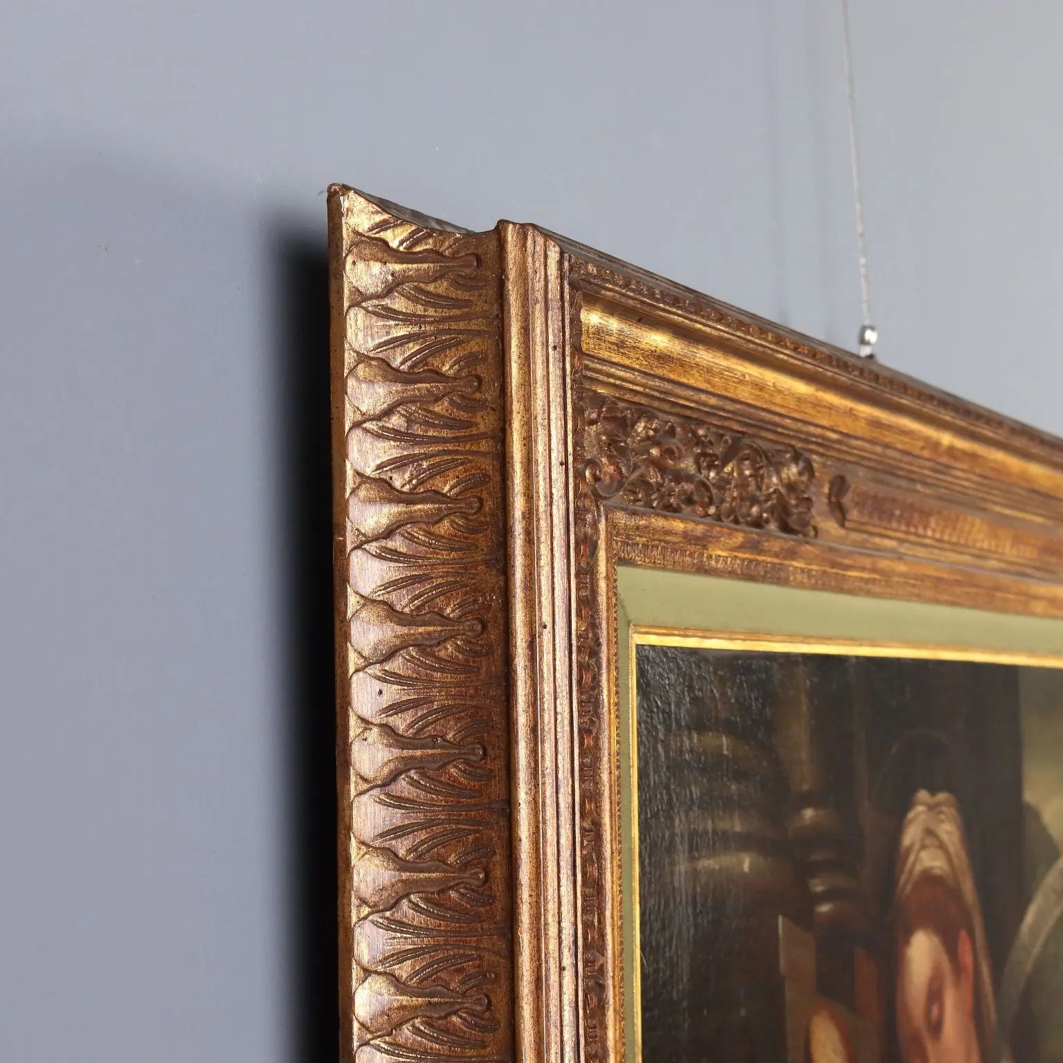 Antique Painting Virgin Mary and Child on Canvas XVII Century