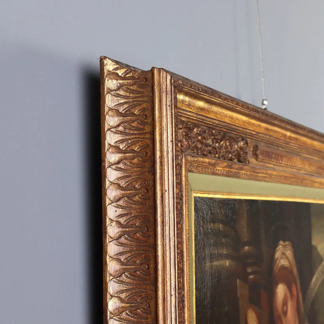 Antique Painting Virgin Mary and Child on Canvas XVII Century