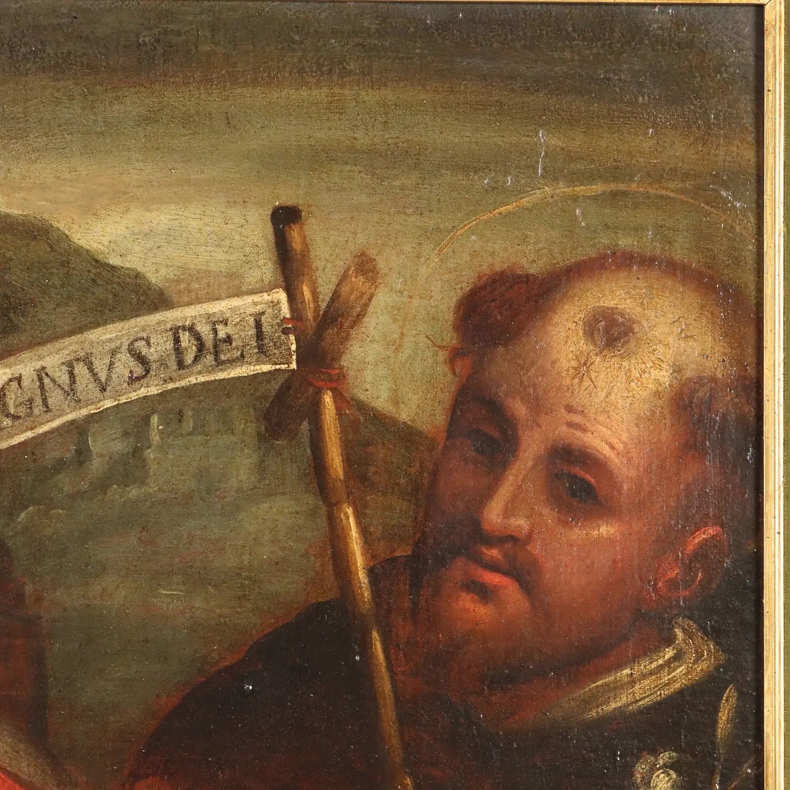 Antique Painting Virgin Mary and Child on Canvas XVII Century