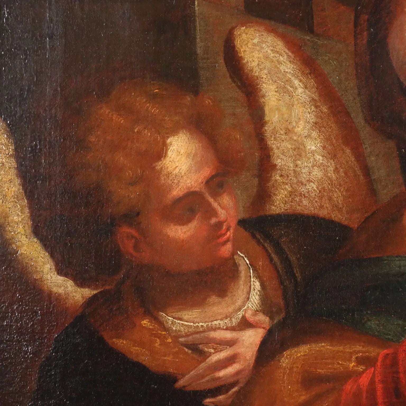 Antique Painting Virgin Mary and Child on Canvas XVII Century