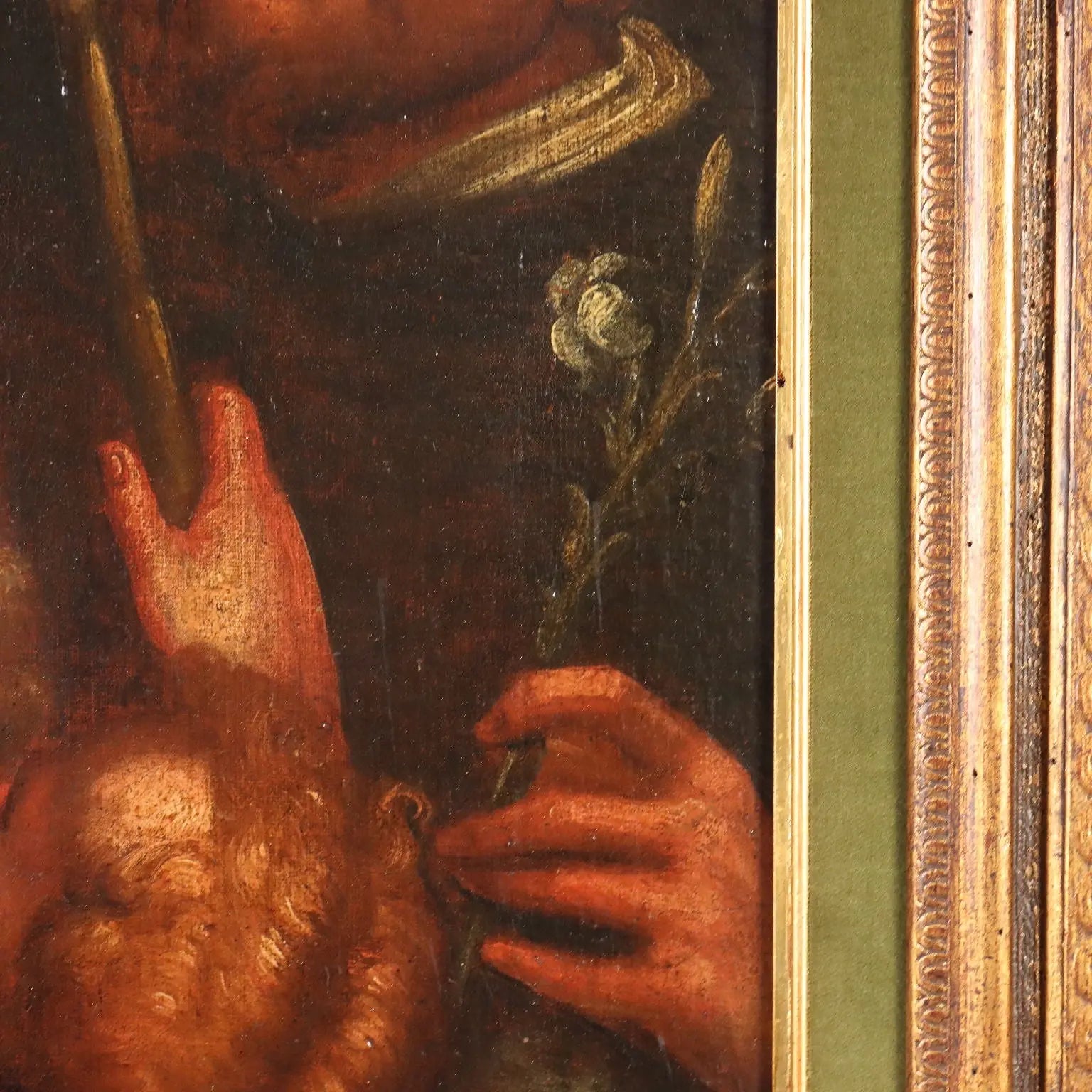 Antique Painting Virgin Mary and Child on Canvas XVII Century