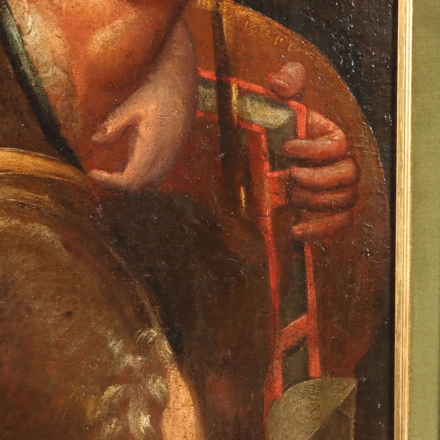 Antique Painting Virgin Mary and Child on Canvas XVII Century