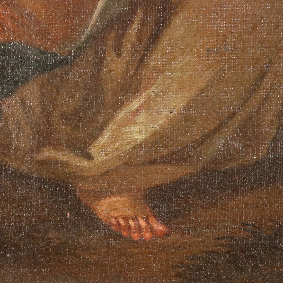 Antique Painting Allegory of Charity Oil on Canvas XVII-XVIII Century