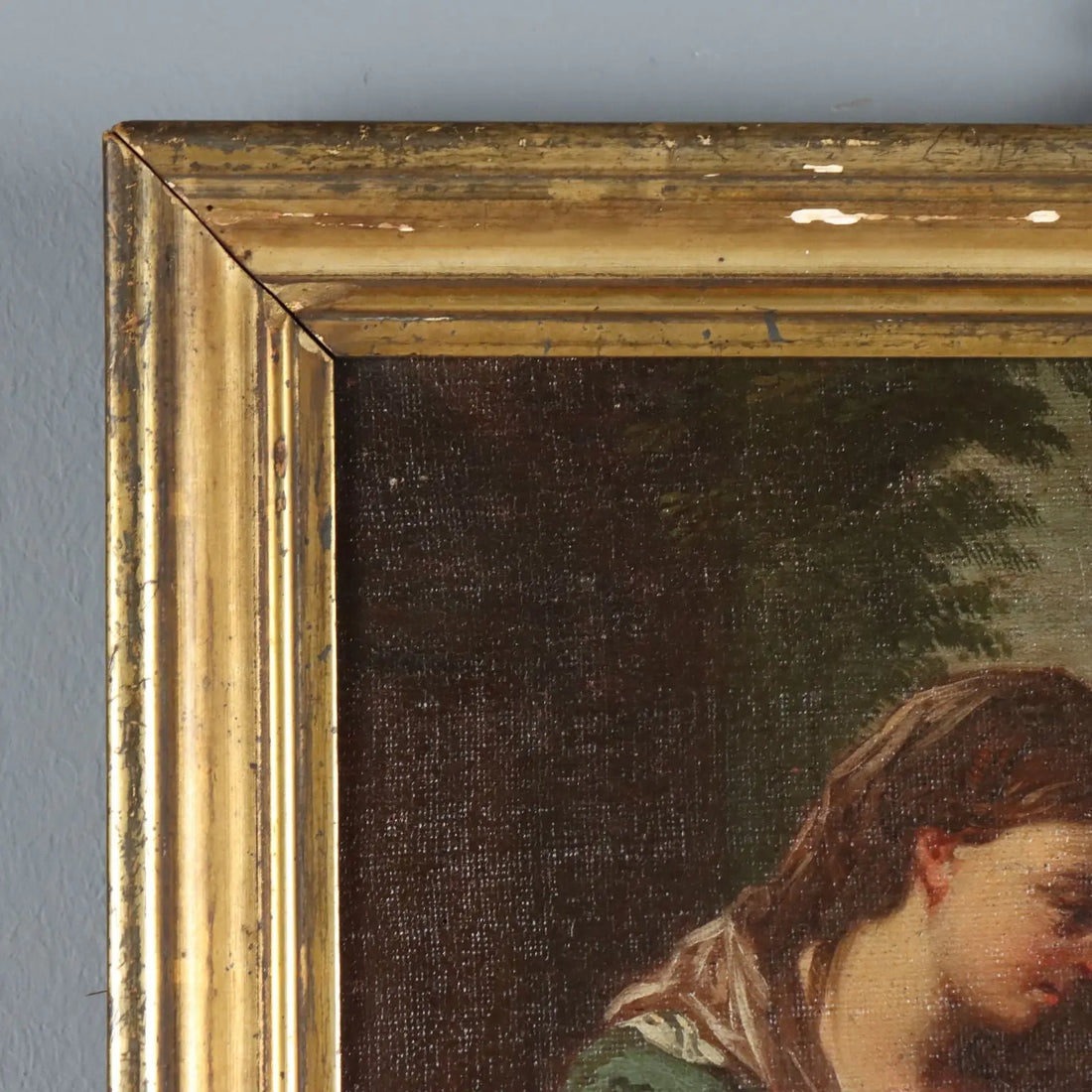 Antique Painting Allegory of Charity Oil on Canvas XVII-XVIII Century