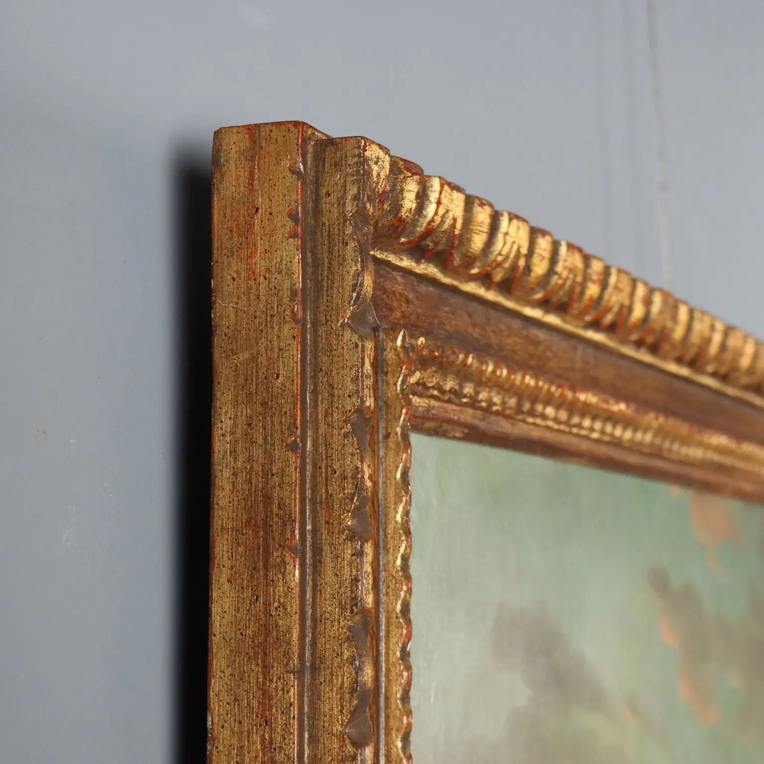Antique Painting Port Scene Oil on Canvas French School XVIII Century