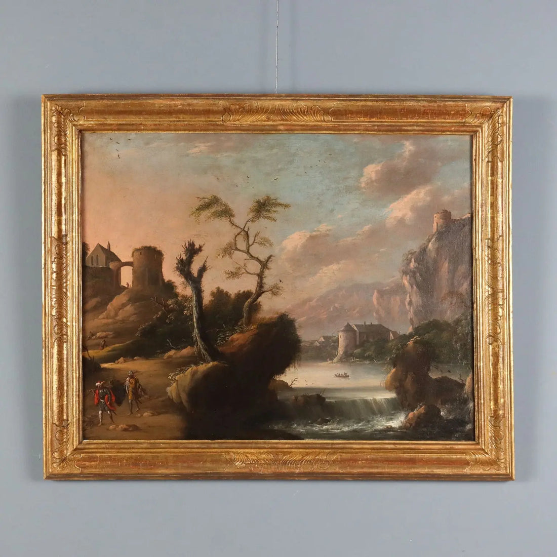 Antique Painting Landscape Oil on Canvas Italy XVIII Century