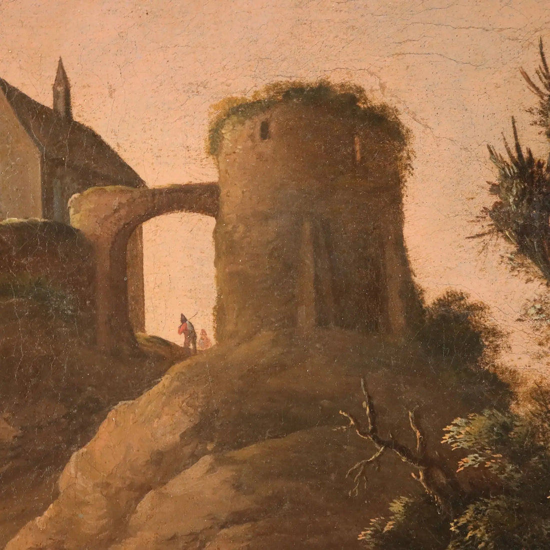 Antique Painting Landscape Oil on Canvas Italy XVIII Century