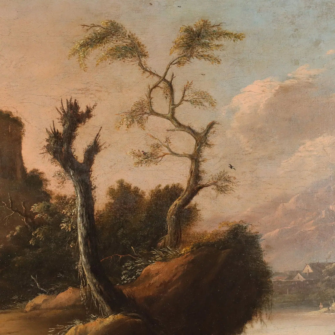 Antique Painting Landscape Oil on Canvas Italy XVIII Century