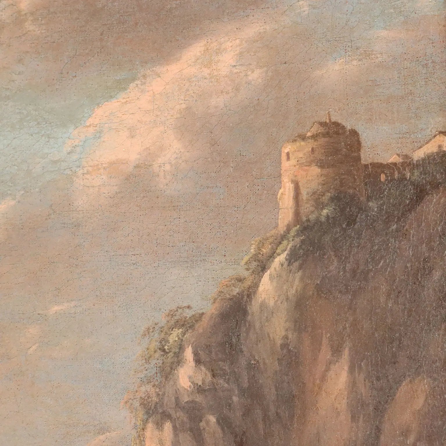 Antique Painting Landscape Oil on Canvas Italy XVIII Century