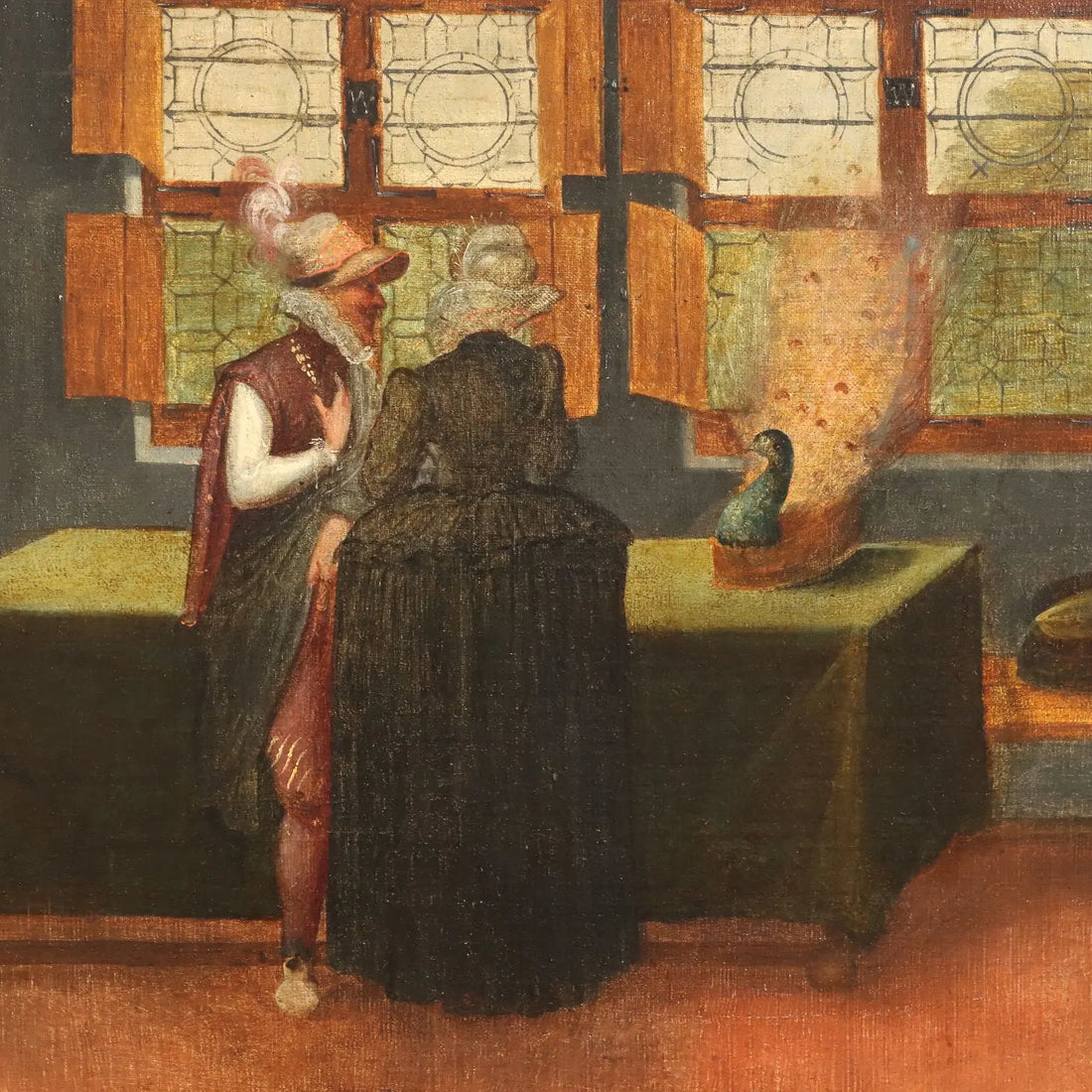 Antique Painting Kitchen Scene Oil on Canvas Flemish School