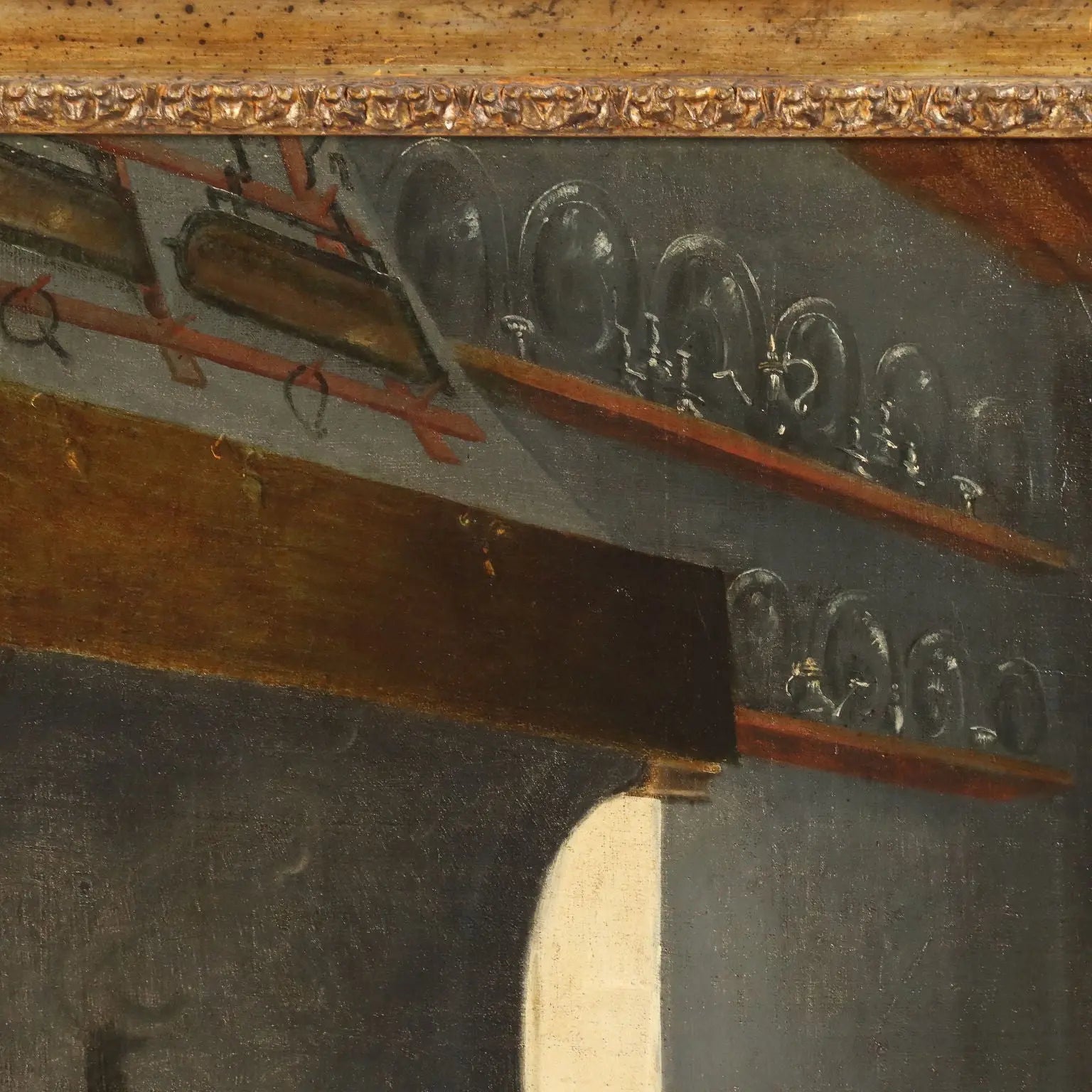 Antique Painting Kitchen Scene Oil on Canvas Flemish School