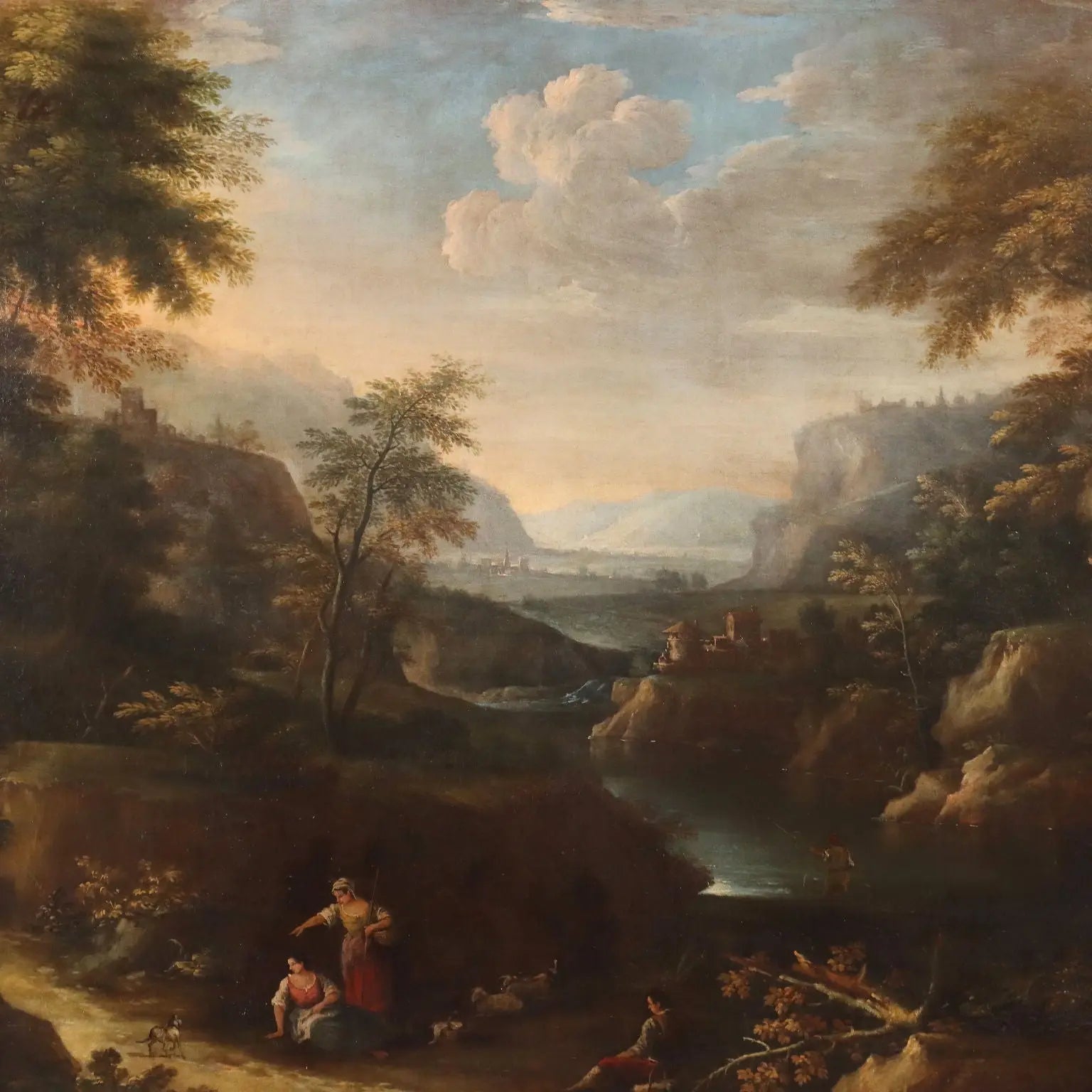 Antique Painting Venetian Landscape Attr. To Bartolomeo Pedon '700