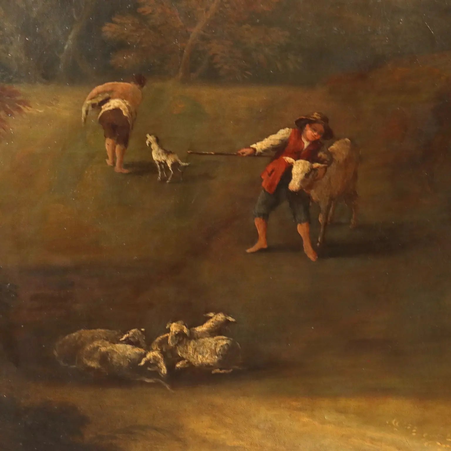 Antique Painting Venetian School Oil on Canvas Landscape XVIII Century