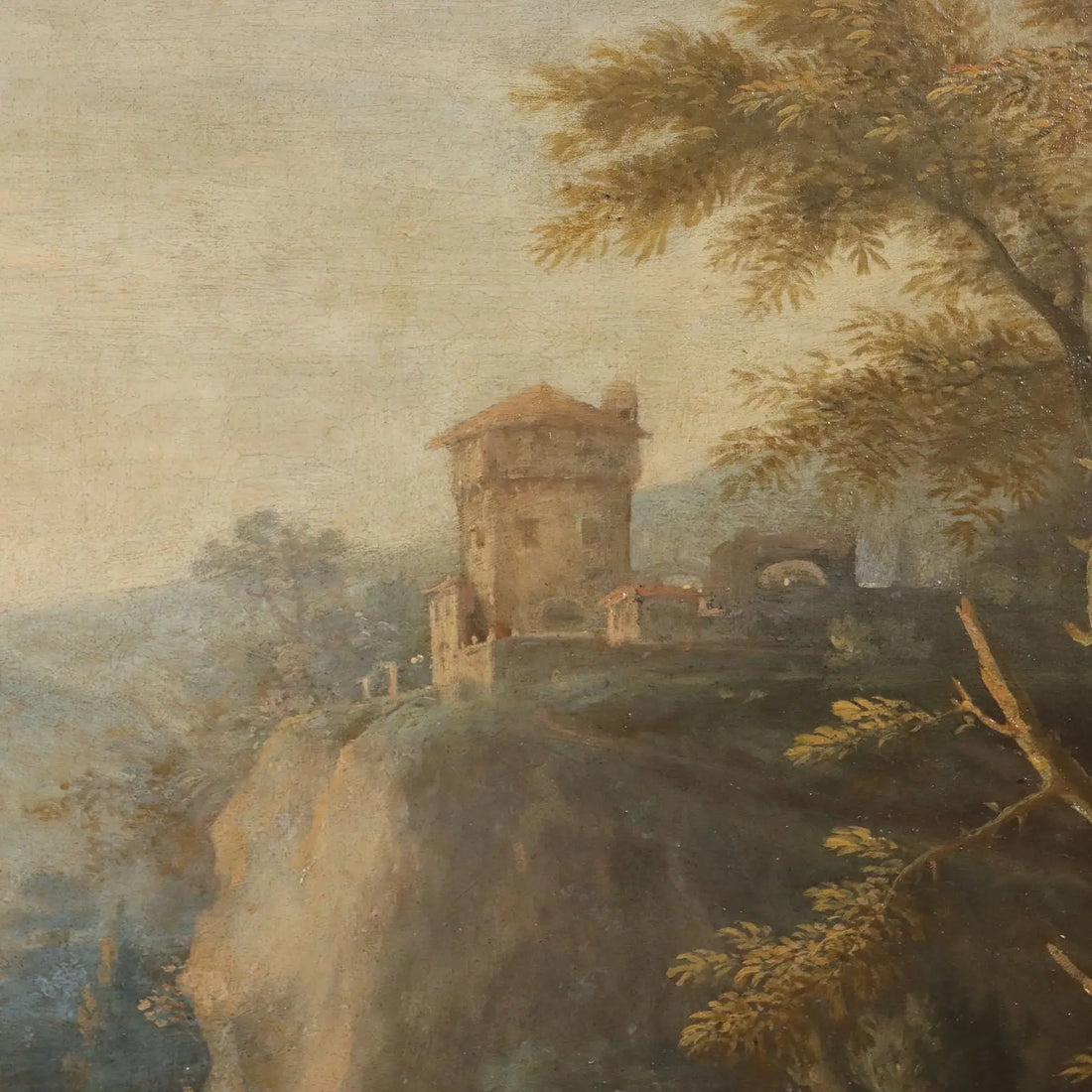 Antique Painting Venetian School Oil on Canvas Landscape XVIII Century