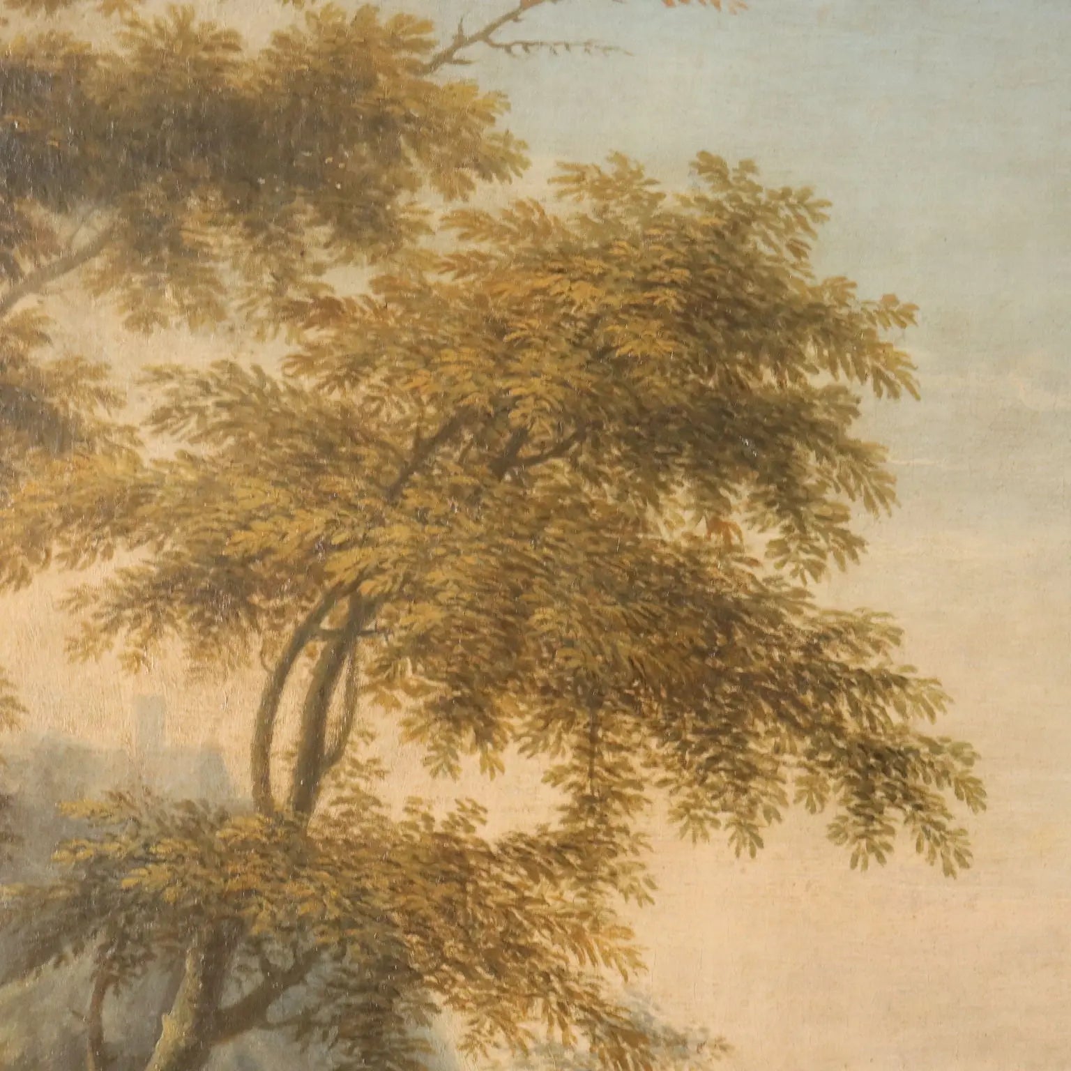Antique Painting Venetian School Oil on Canvas Landscape XVIII Century