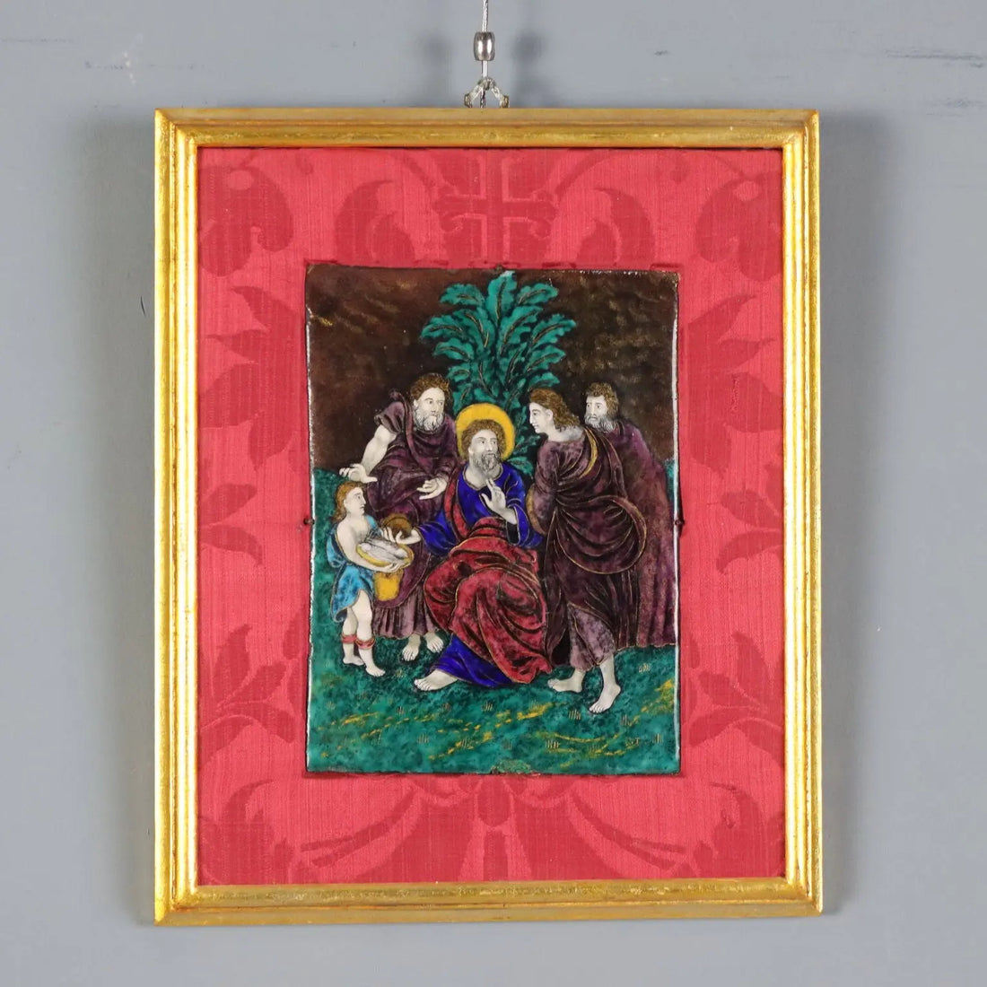 Antique Panel Limoges Enamels on Copper Religious XVII Century