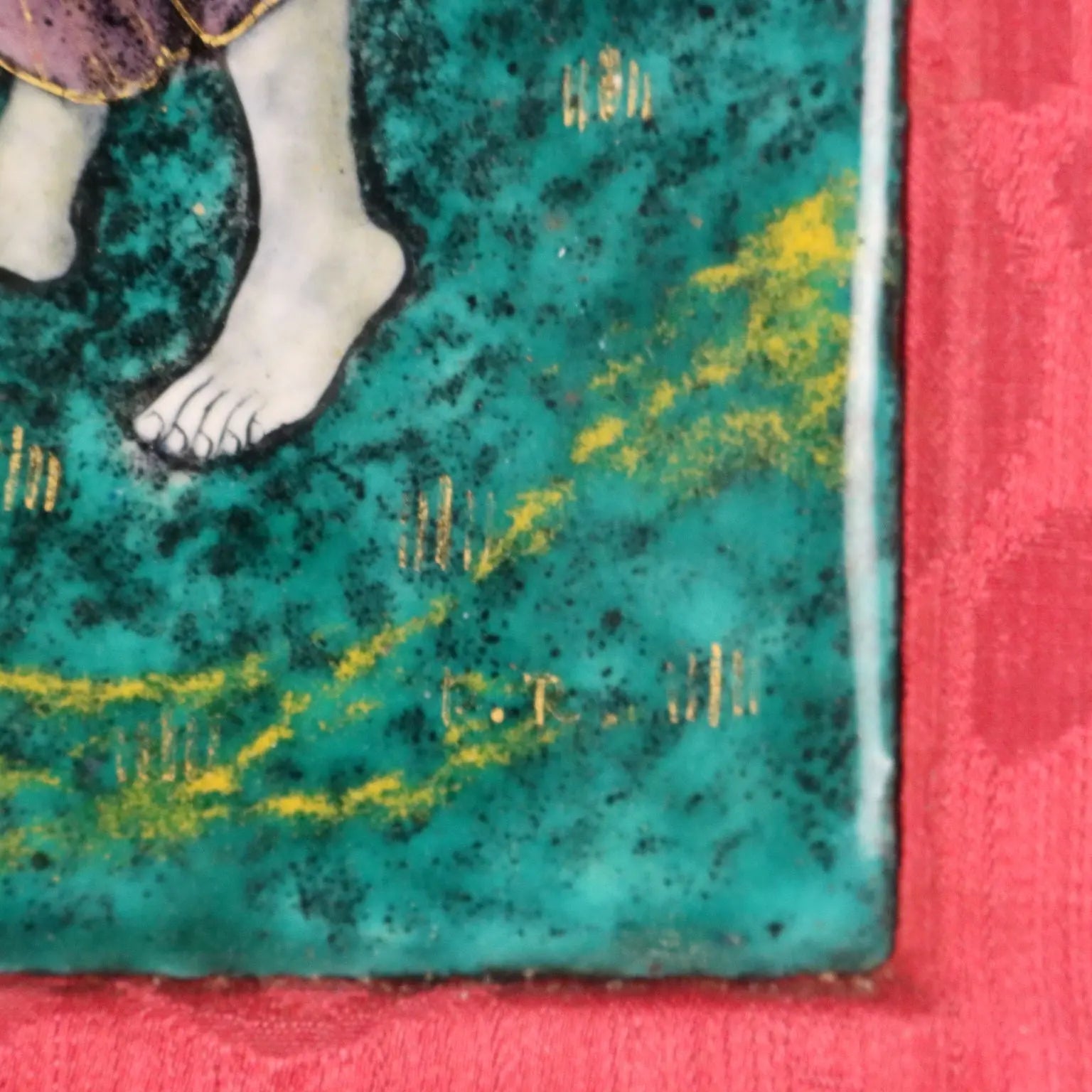 Antique Panel Limoges Enamels on Copper Religious XVII Century