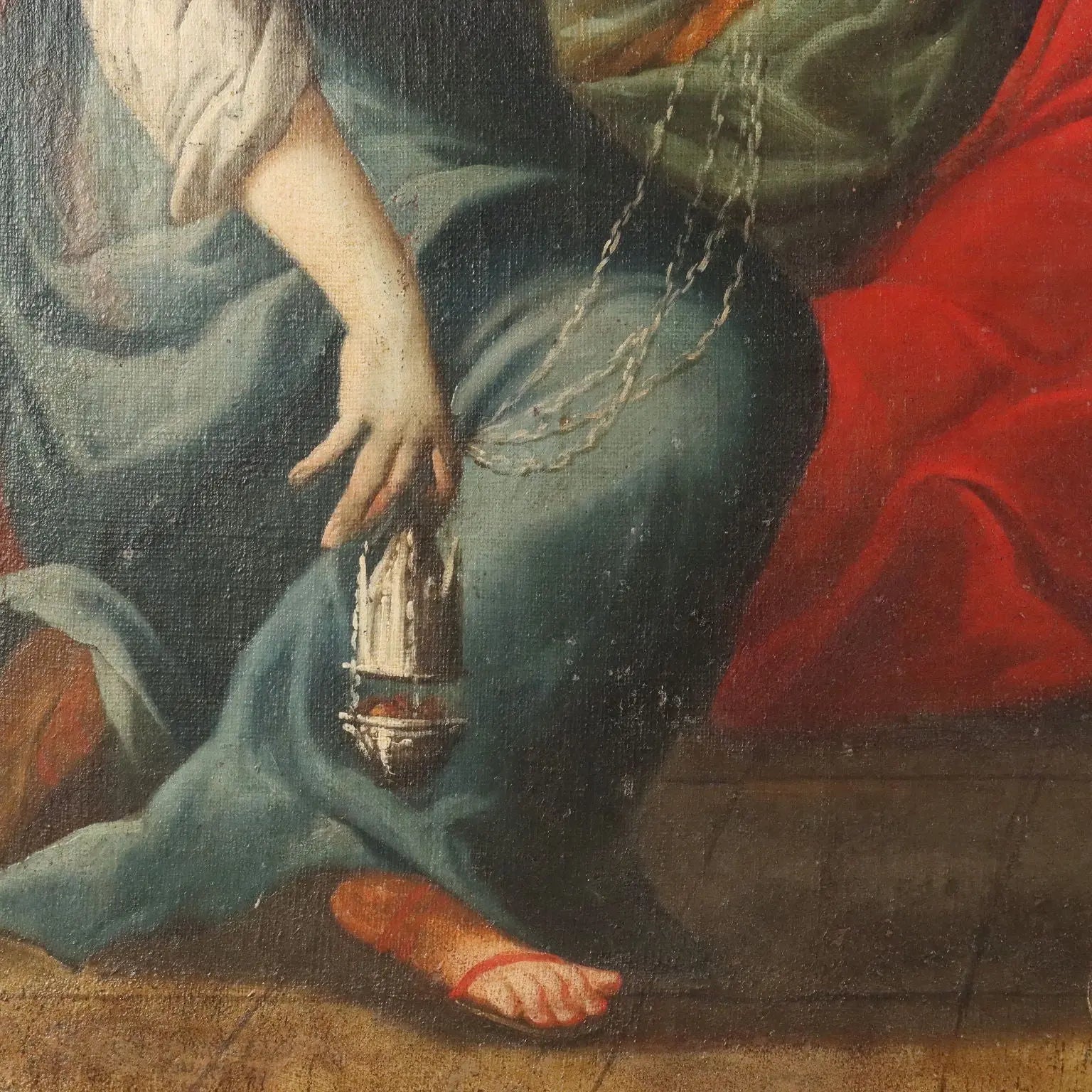 Antique Painting King Solomon Oil on Canvas Italy XVII Century