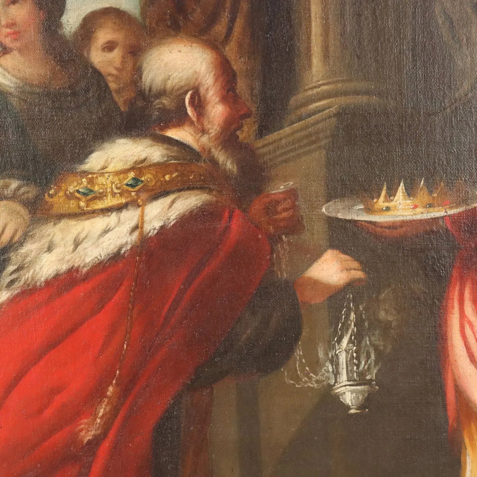 Antique Painting King Solomon Oil on Canvas Italy XVII Century