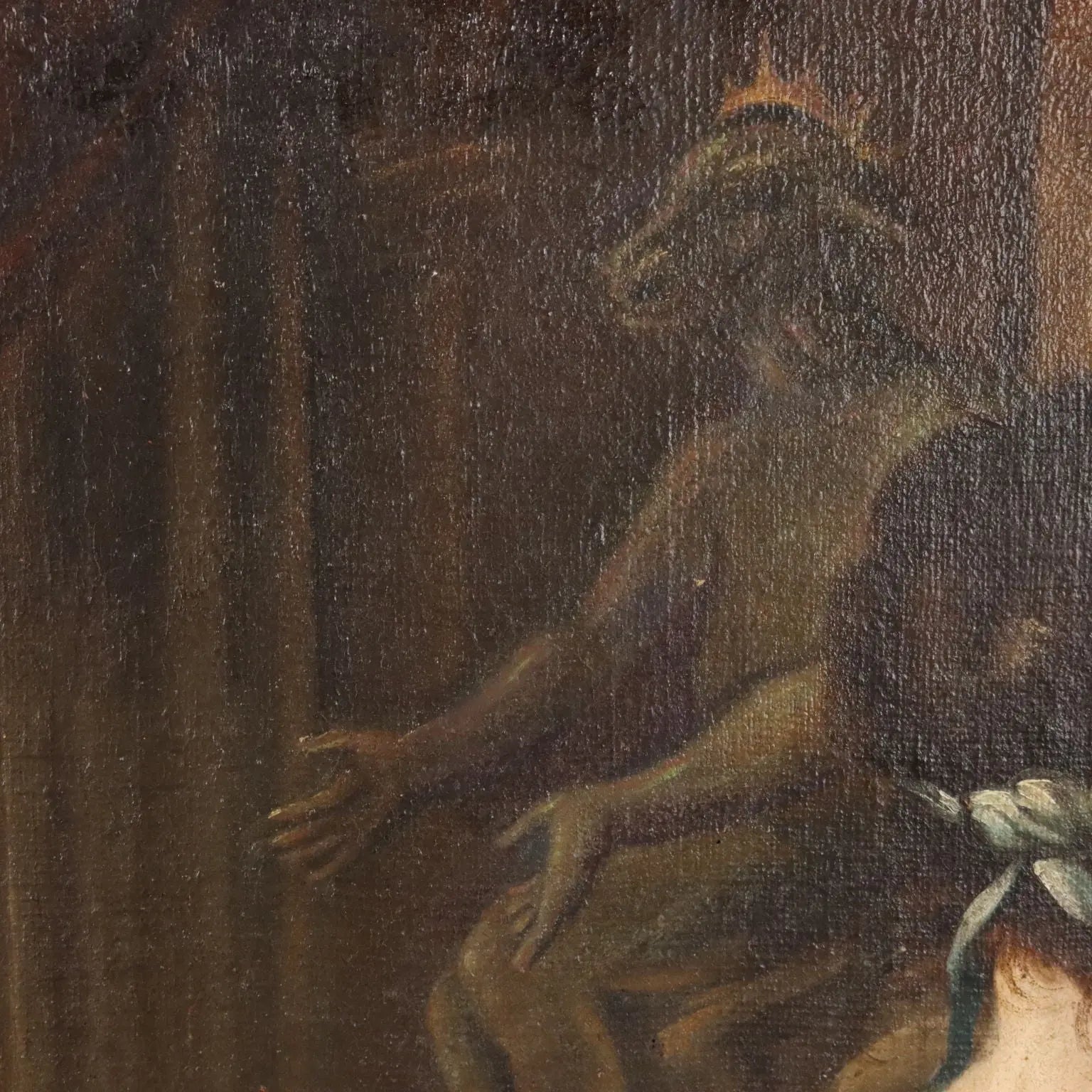Antique Painting King Solomon Oil on Canvas Italy XVII Century