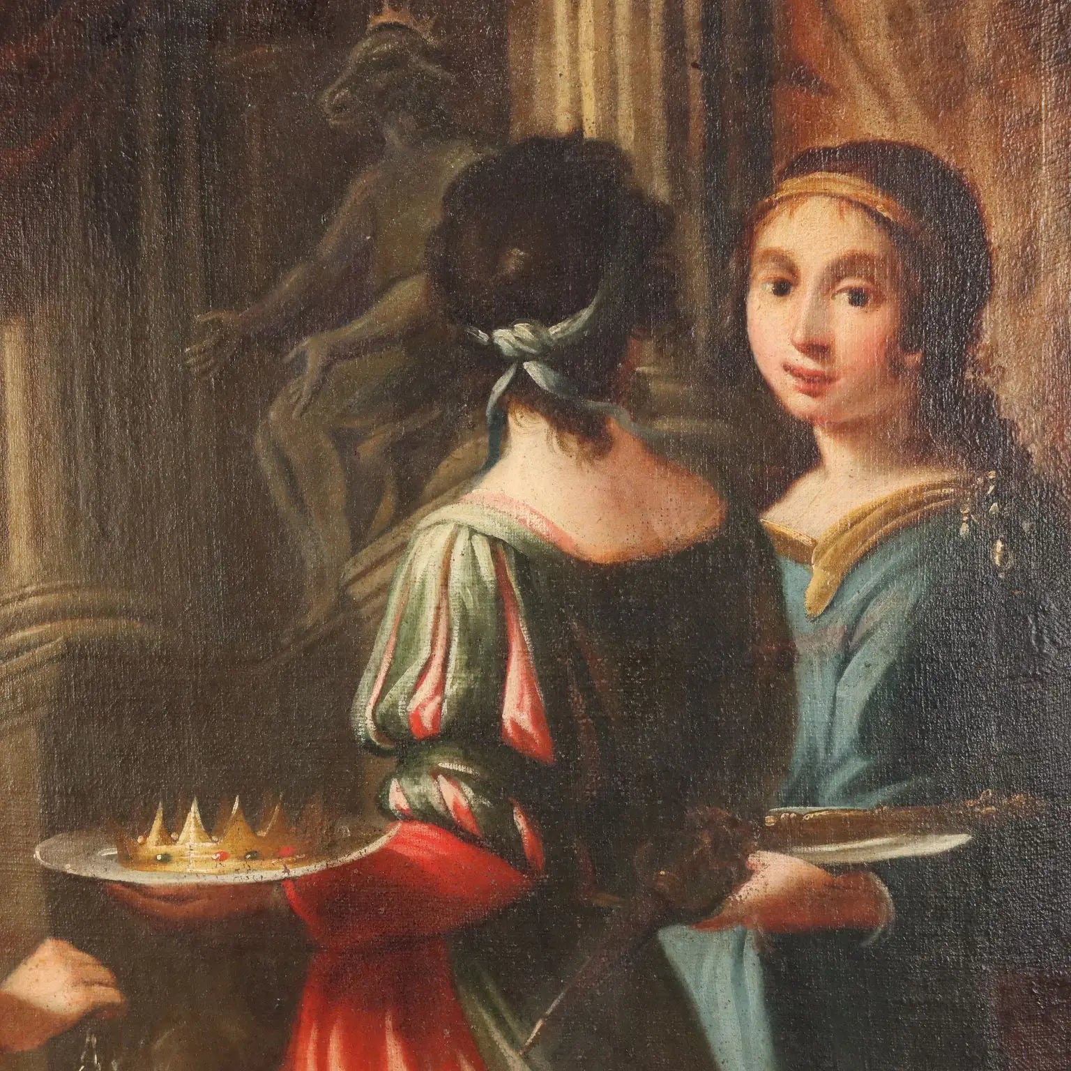 Antique Painting King Solomon Oil on Canvas Italy XVII Century