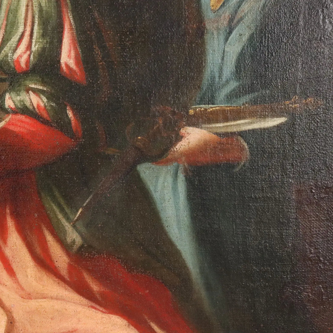 Antique Painting King Solomon Oil on Canvas Italy XVII Century