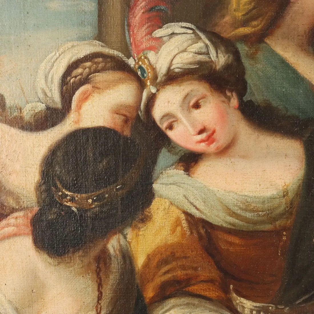 Antique Painting King Solomon Oil on Canvas Italy XVII Century