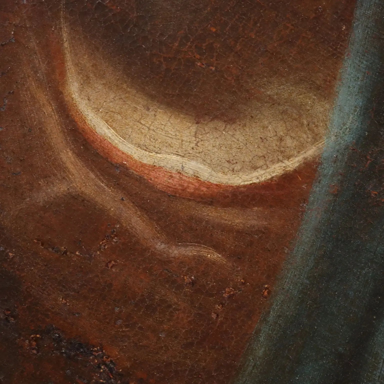 Antique Painting The Virgin Mary Oil on Canvas XVII-XVIII Century