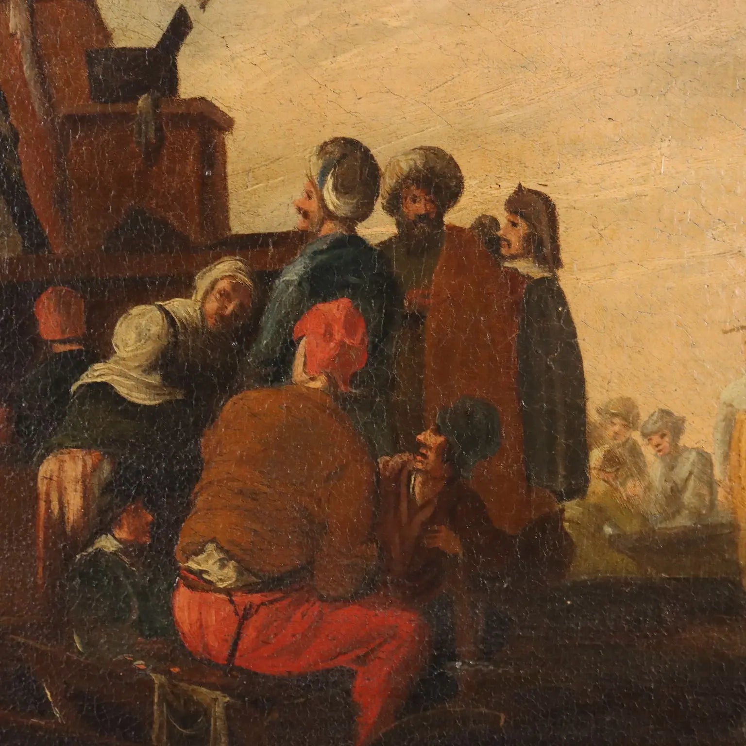 Antique Painting Life Scene Oil on Canvas Italy XVIII Century
