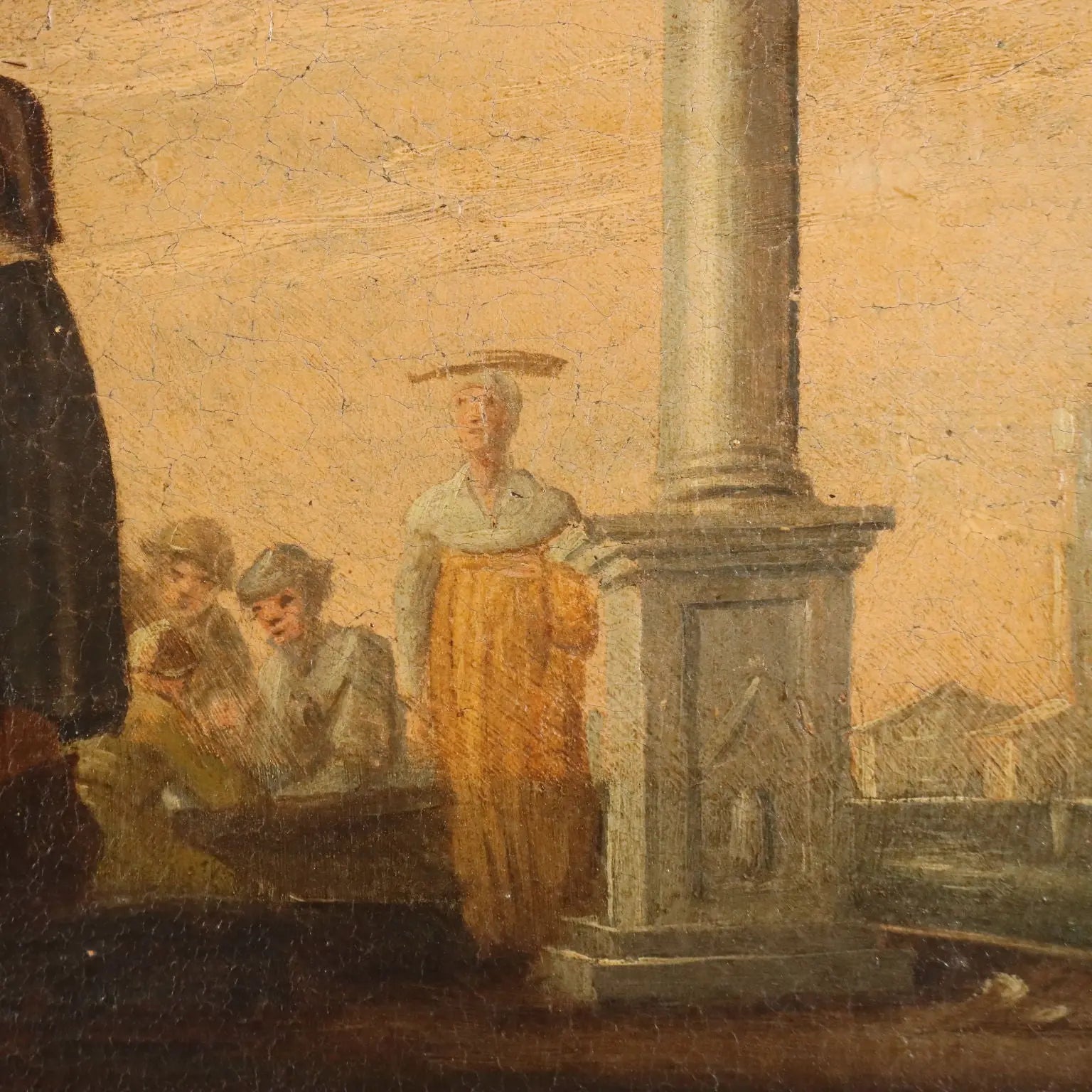 Antique Painting Life Scene Oil on Canvas Italy XVIII Century