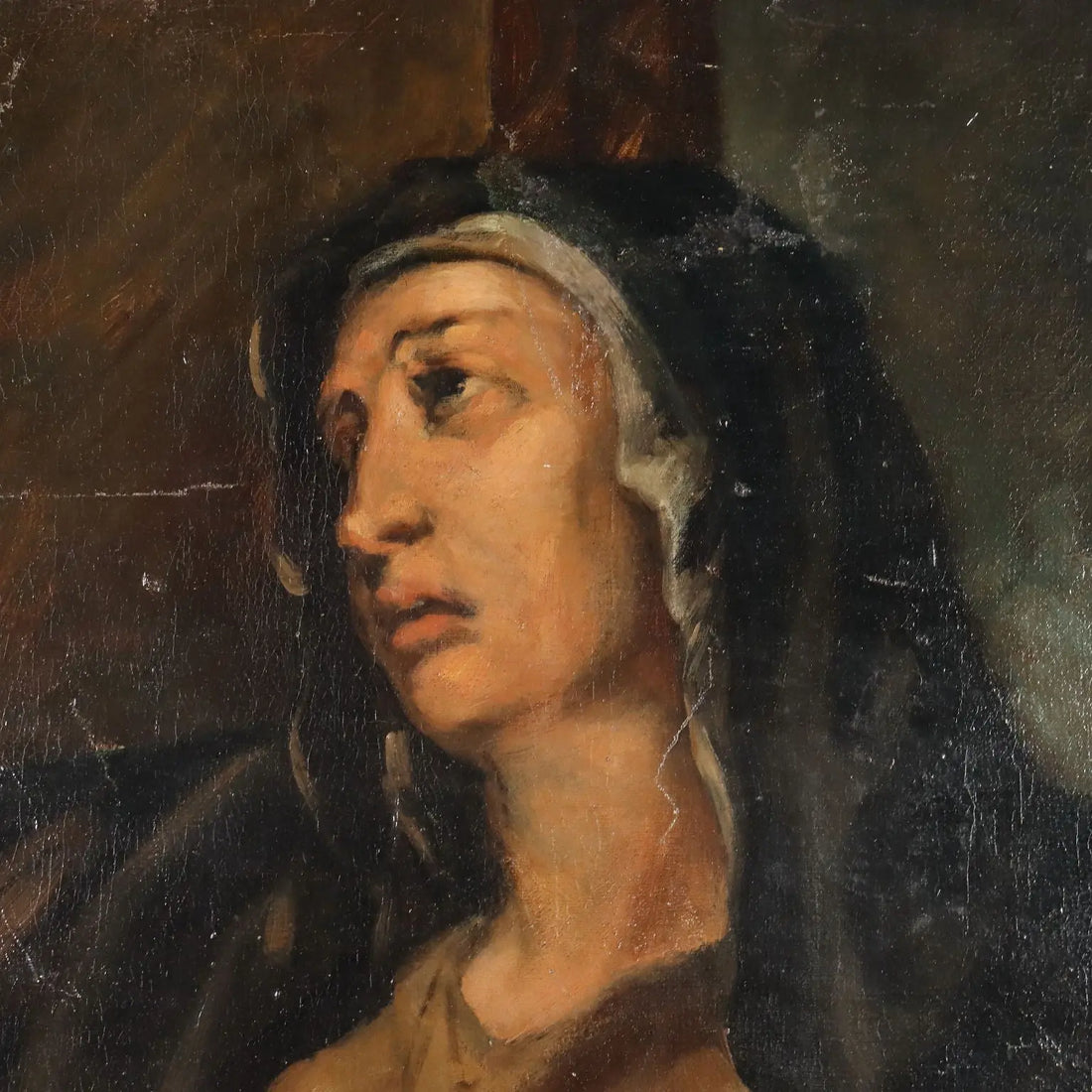 Antique Painting The Dead Christ Oil on Canvas XVIII Century