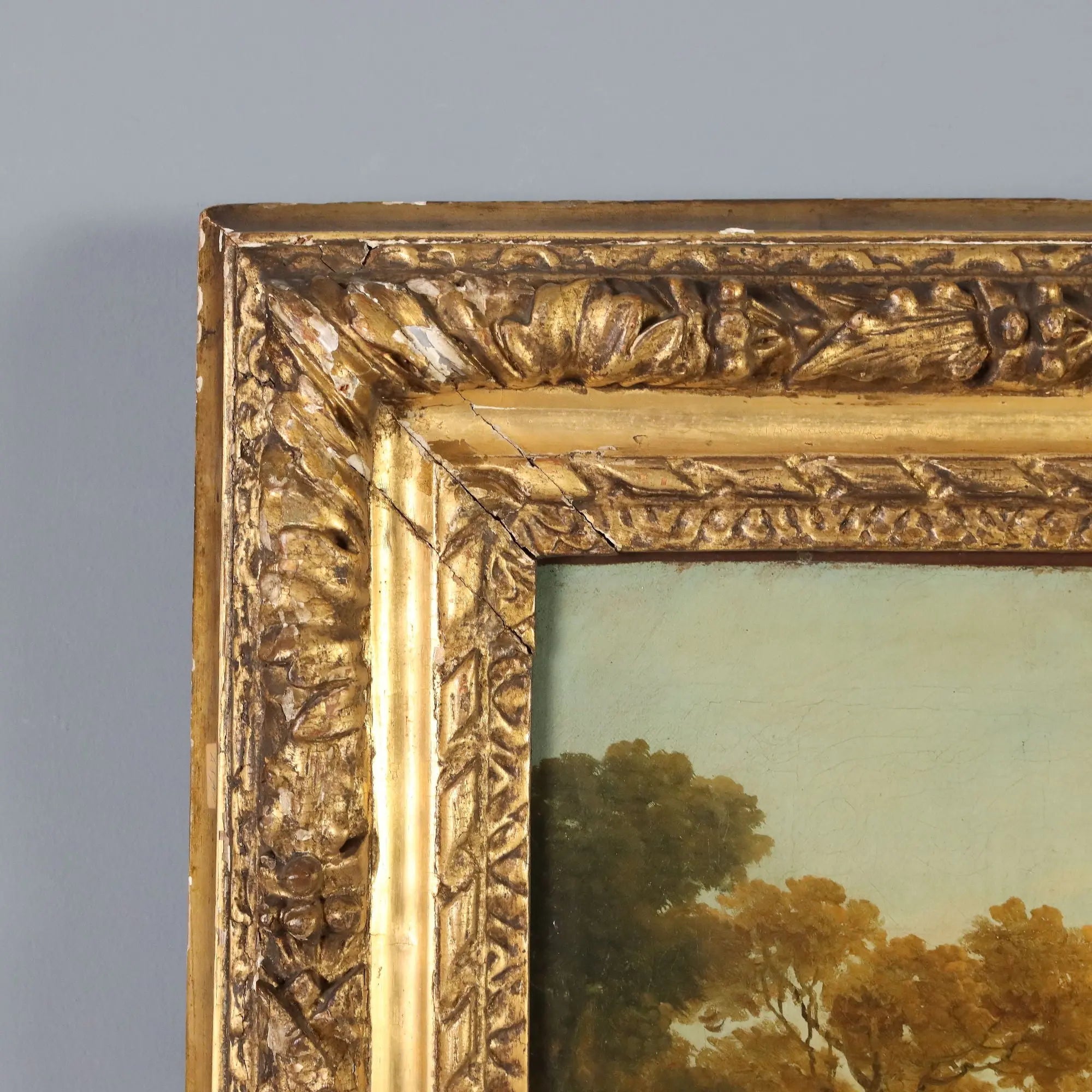 Antique Painting Landscape with Figures Oil on Canvas Netherlands '700