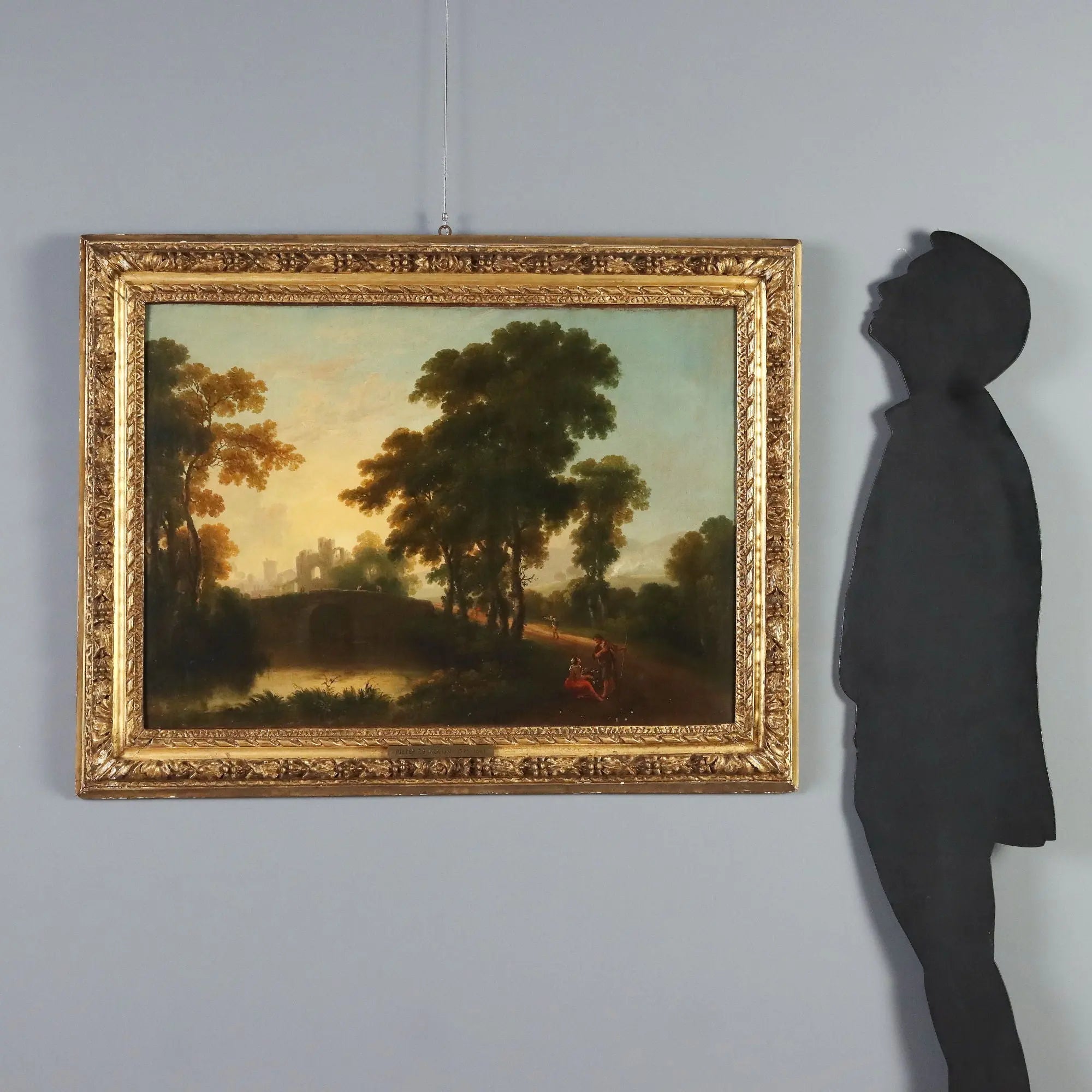 Antique Painting Landscape with Figures Oil on Canvas Netherlands '700
