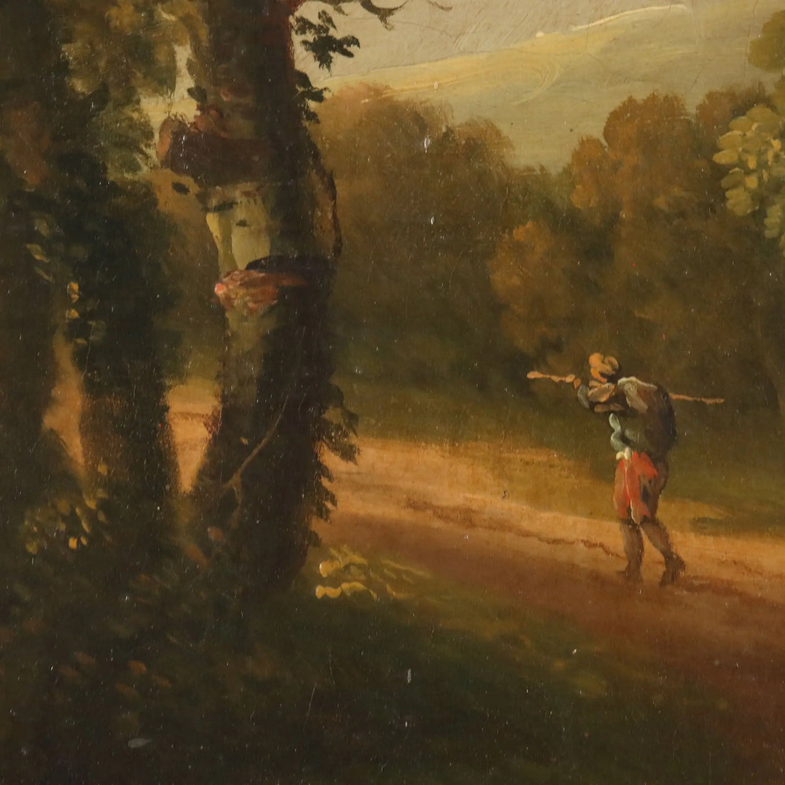 Antique Painting Landscape with Figures Oil on Canvas Netherlands '700