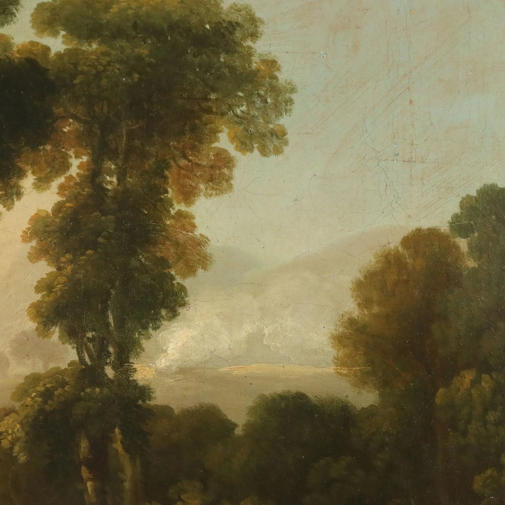 Antique Painting Landscape with Figures Oil on Canvas Netherlands '700