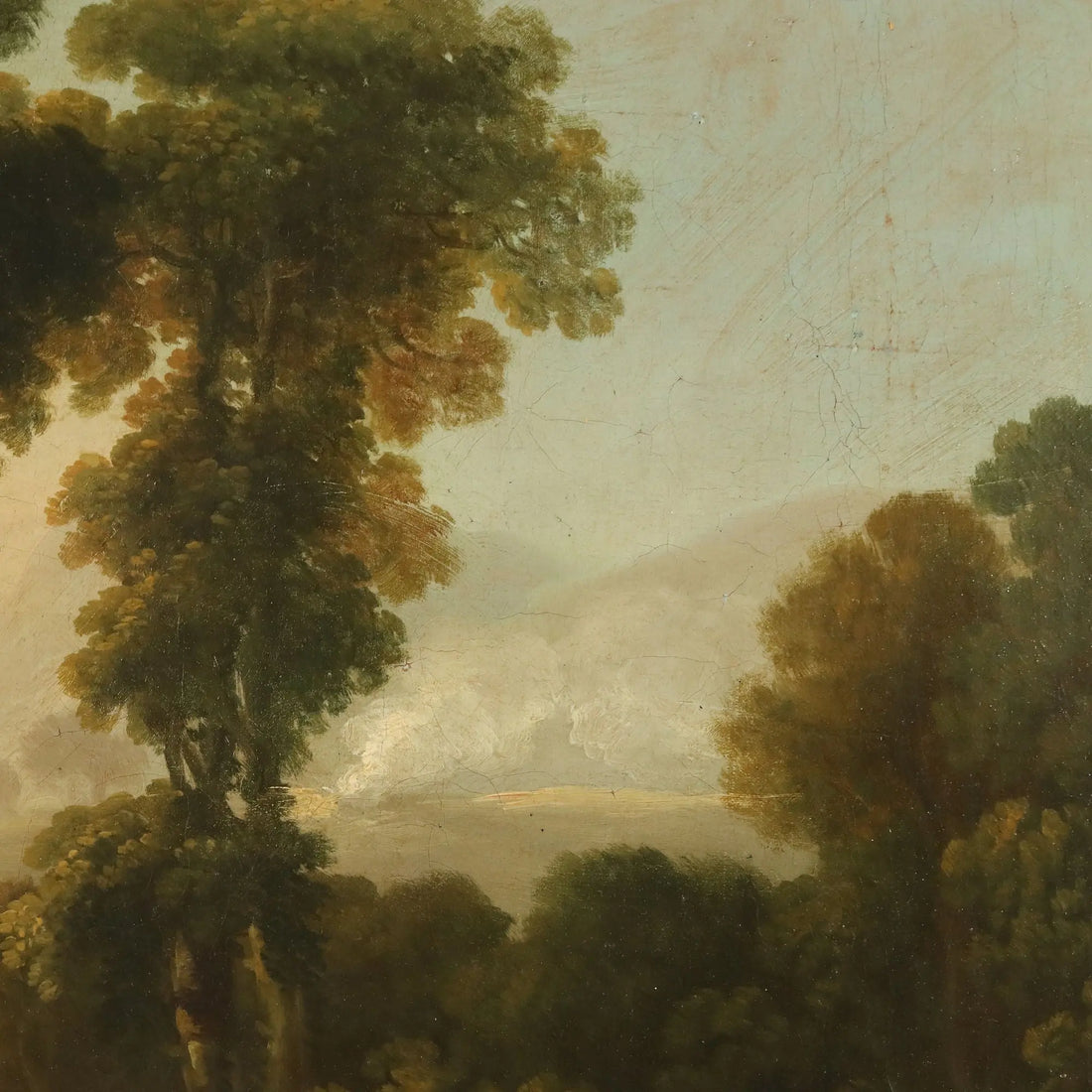 Antique Painting Landscape with Figures Oil on Canvas Netherlands '700