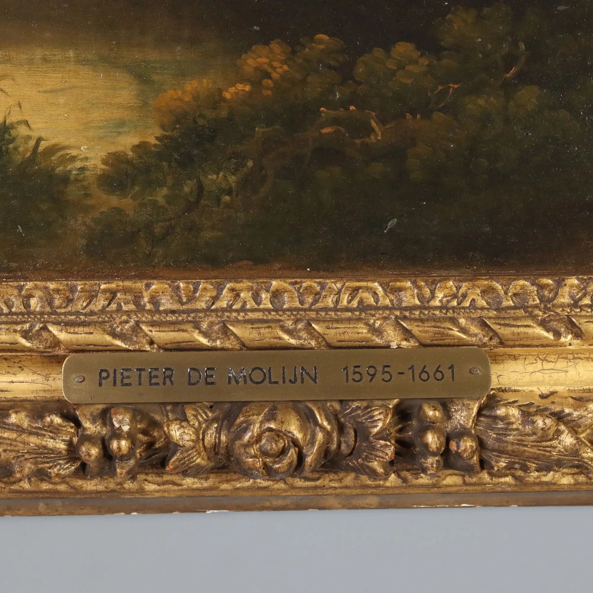 Antique Painting Landscape with Figures Oil on Canvas Netherlands '700