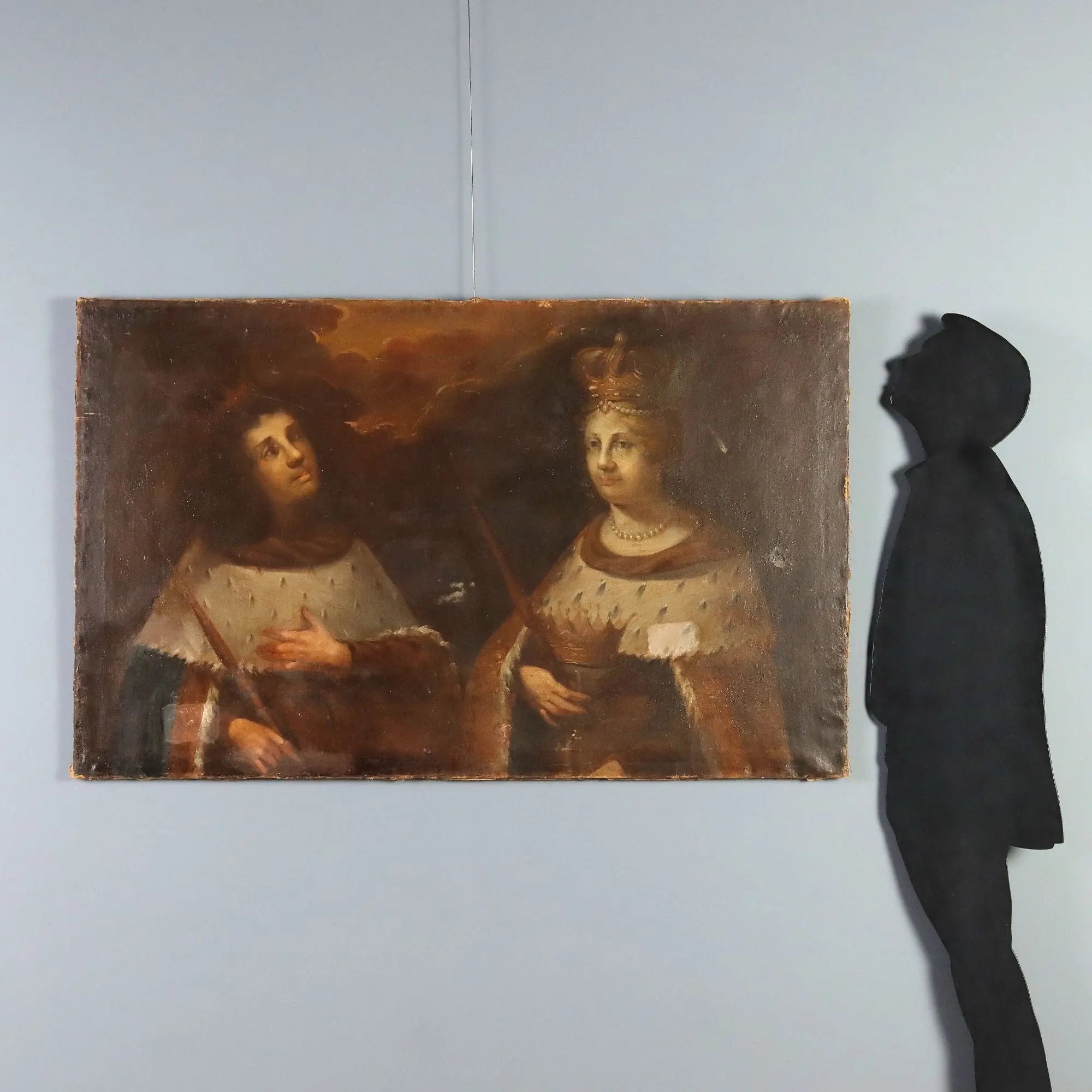 Antique Painting Portraits of Queen and Prince Oil on Canvas '600-'700