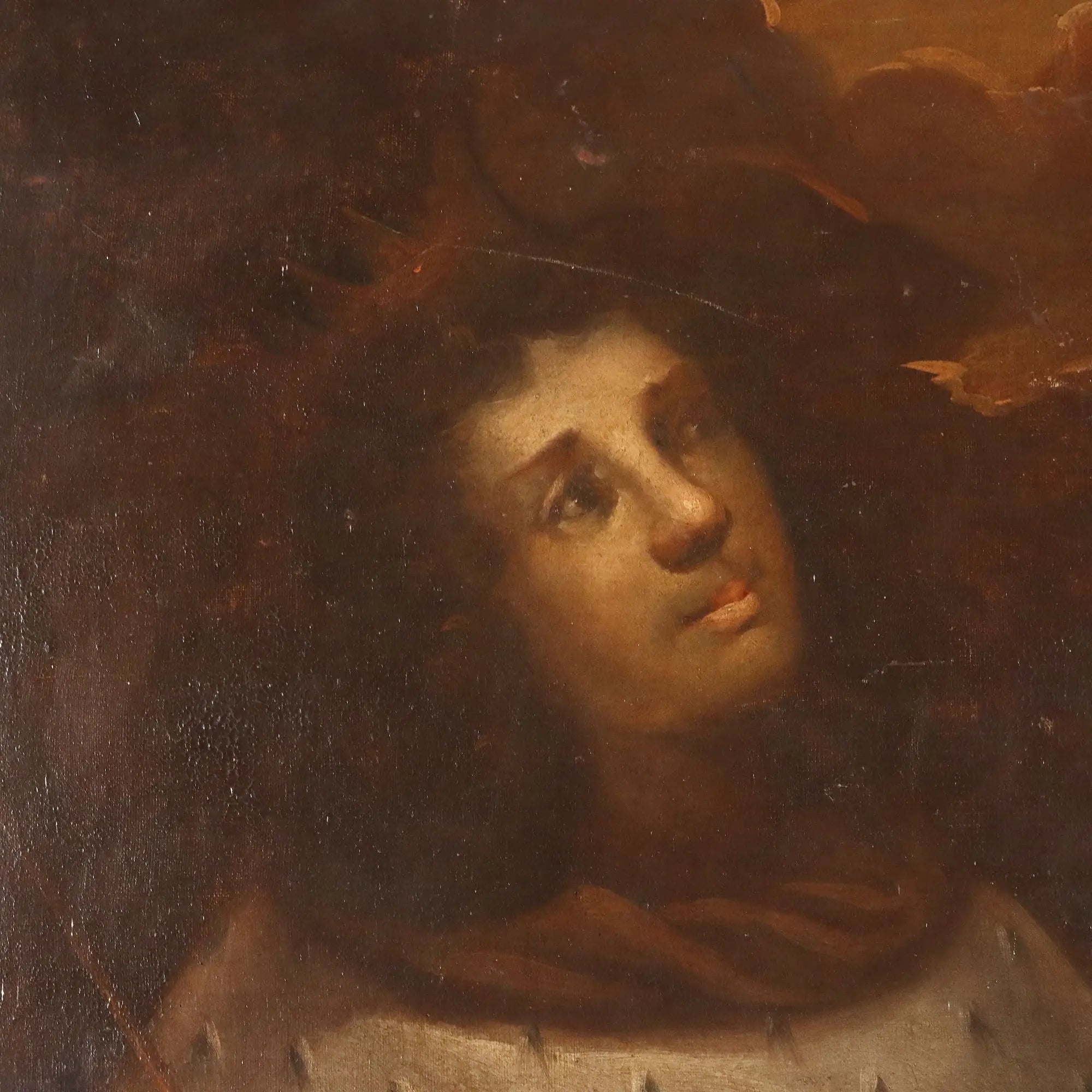 Antique Painting Portraits of Queen and Prince Oil on Canvas '600-'700