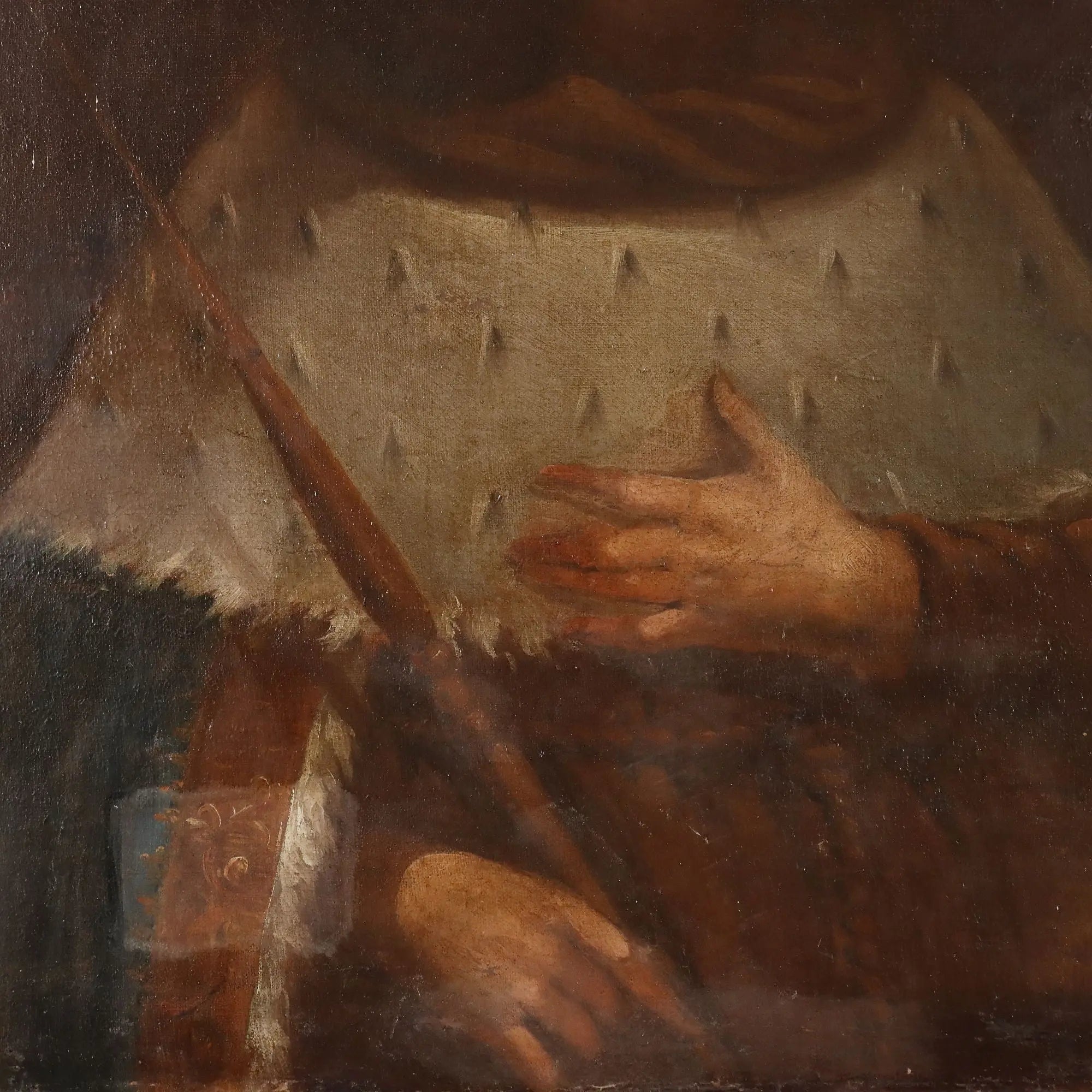 Antique Painting Portraits of Queen and Prince Oil on Canvas '600-'700