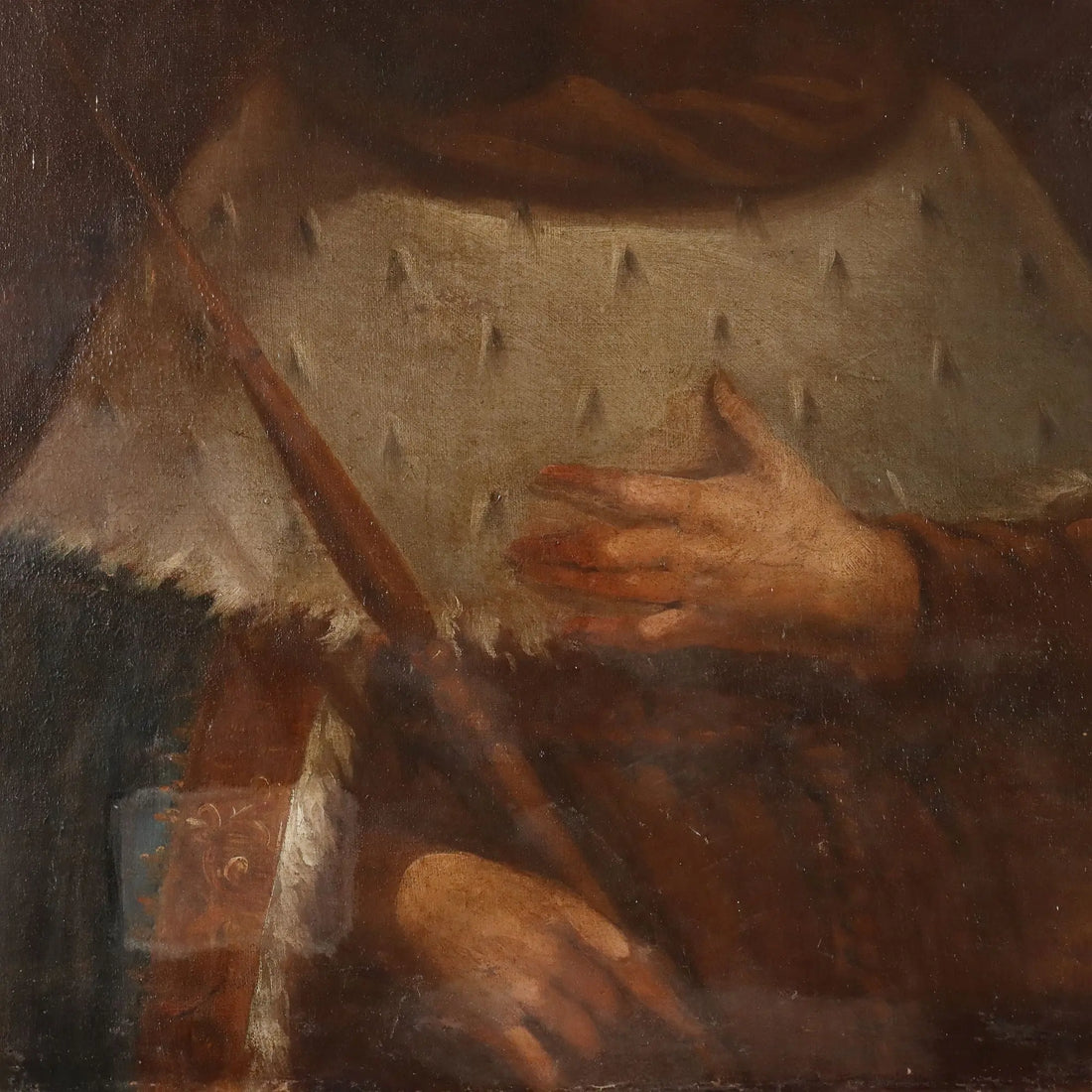 Antique Painting Portraits of Queen and Prince Oil on Canvas '600-'700