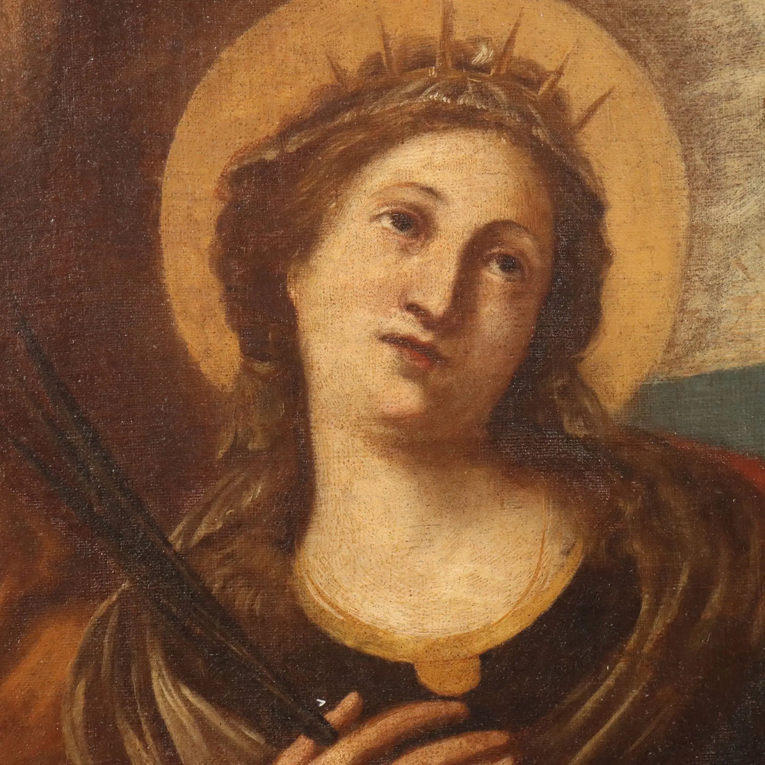 Antique Painting Portrait of Saint Ursula Italy XVII-XVIII Century