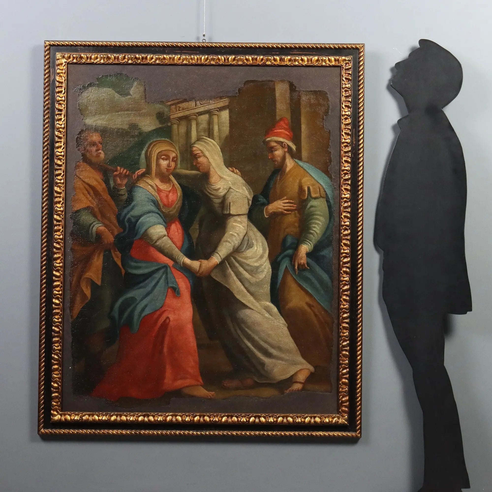 Antique Painting The Visitation Oil on Canvas XVII-XVIII Century