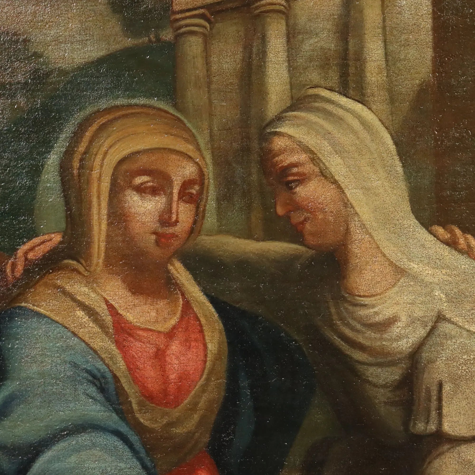 Antique Painting The Visitation Oil on Canvas XVII-XVIII Century