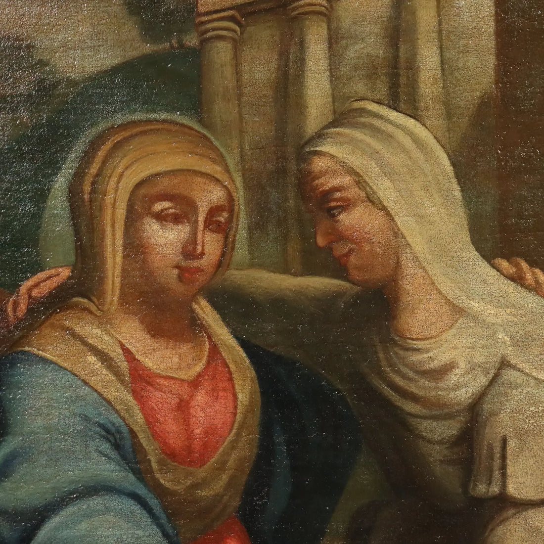 Antique Painting The Visitation Oil on Canvas XVII-XVIII Century