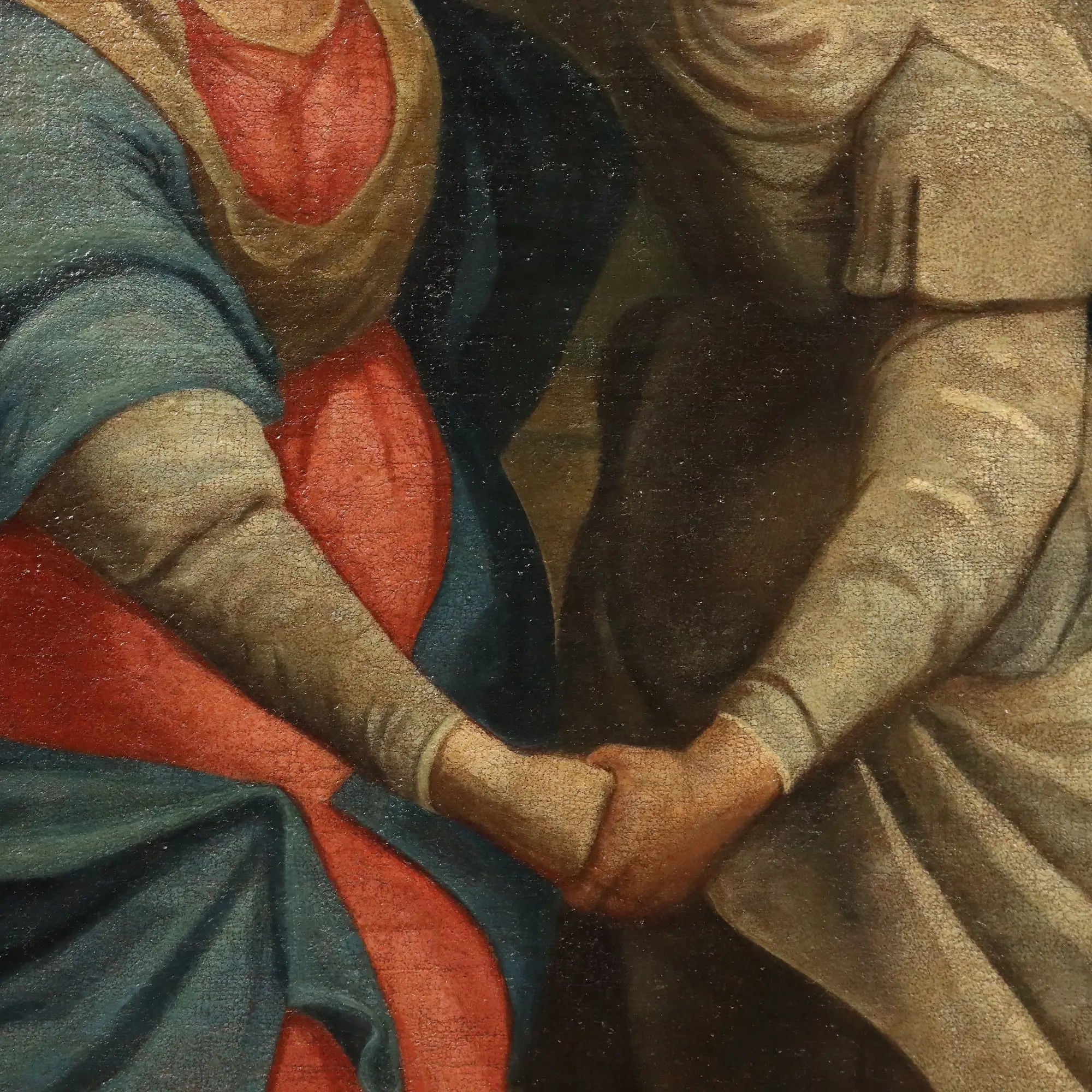 Antique Painting The Visitation Oil on Canvas XVII-XVIII Century