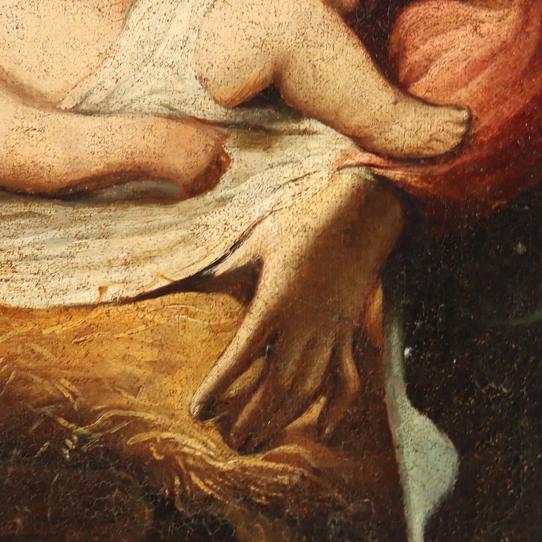 Antique Painting Nativity Oil on Canvas Italy Early XVIII Century