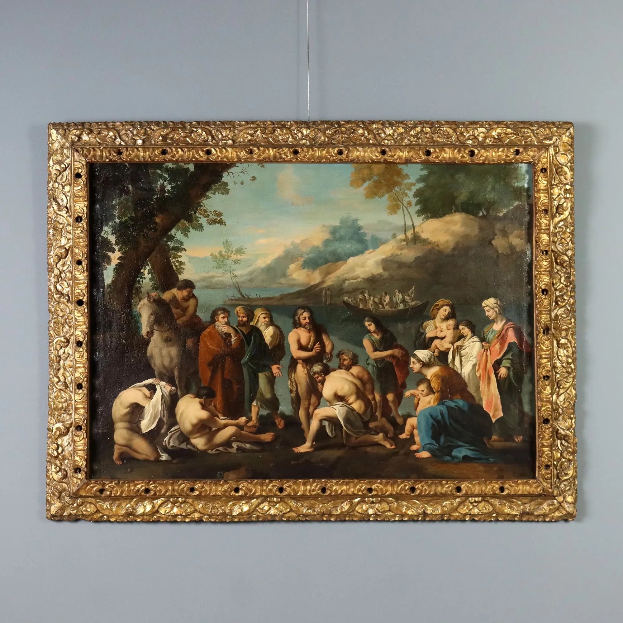 Antique Painting St. John Oil on Canvas France XVII-XVIII Century